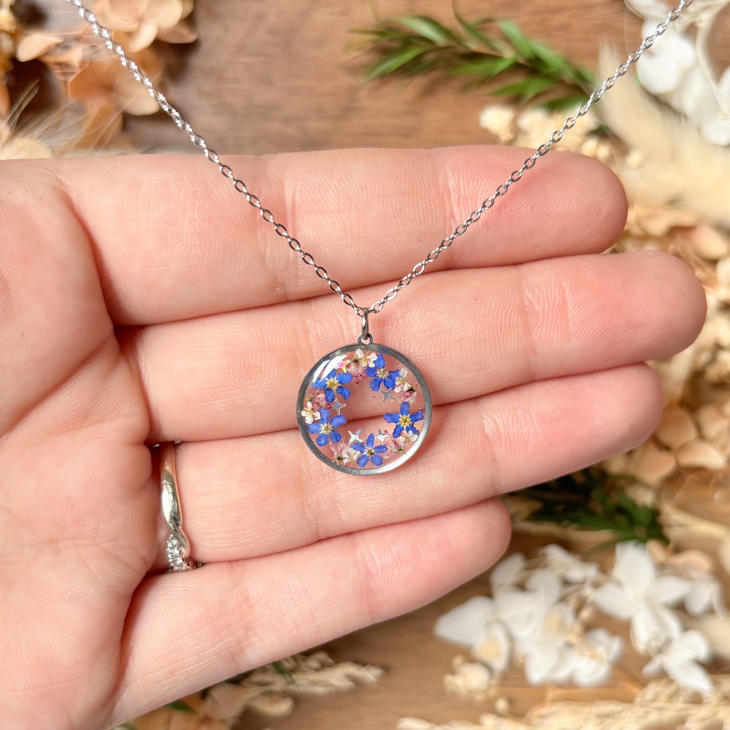 Forget Me Not Wreath Necklace