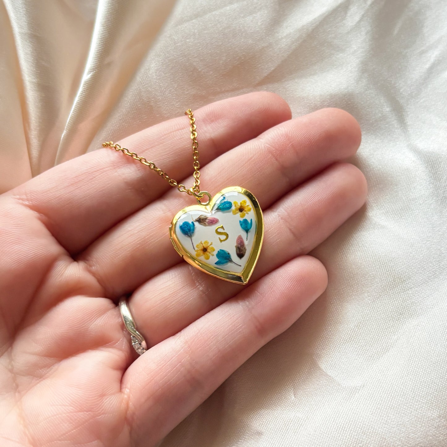 Gold Heart Initial Locket