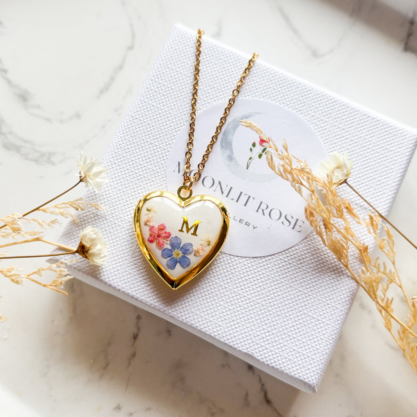 Gold Forget Me Not Locket