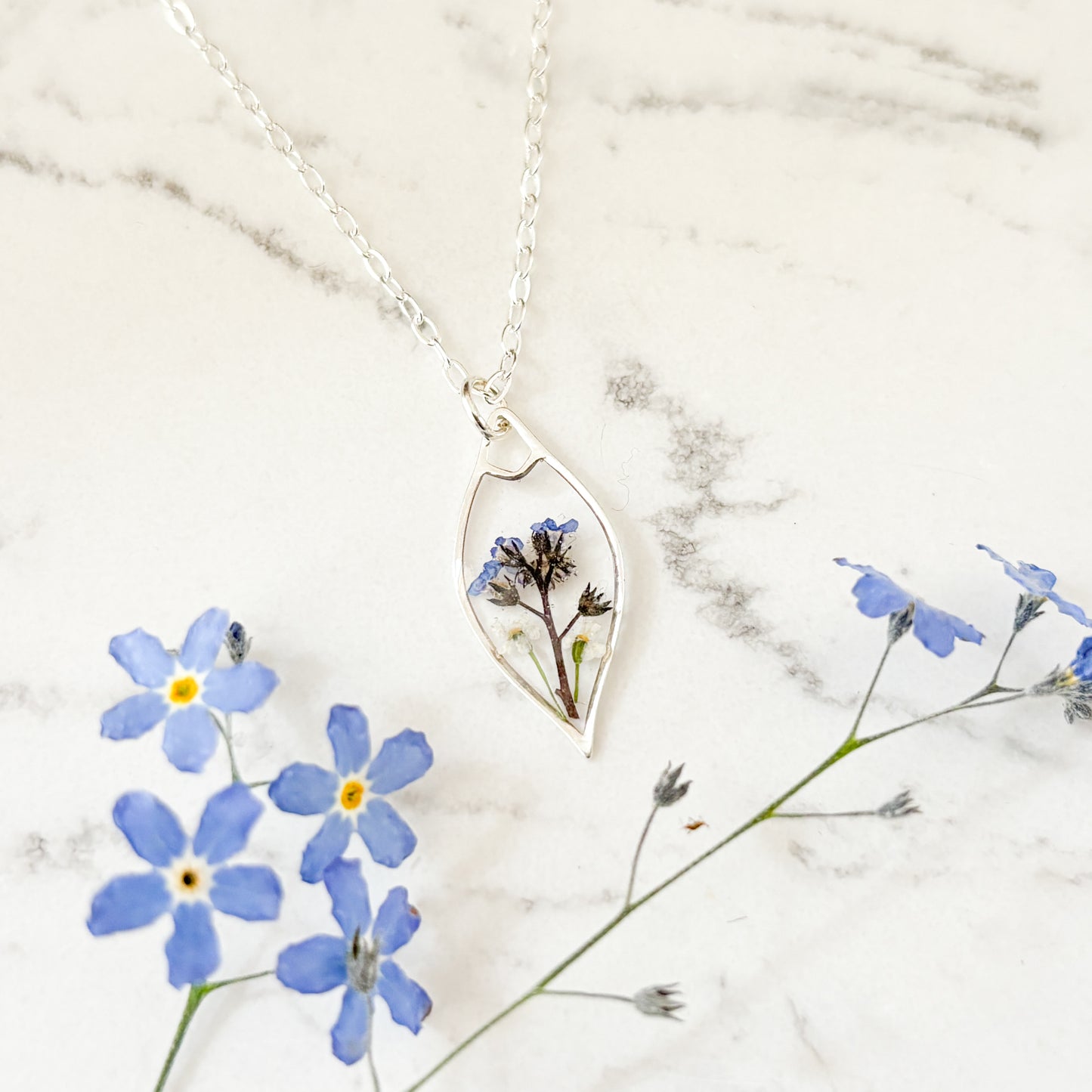 Sterling Silver Forget Me Not Drop