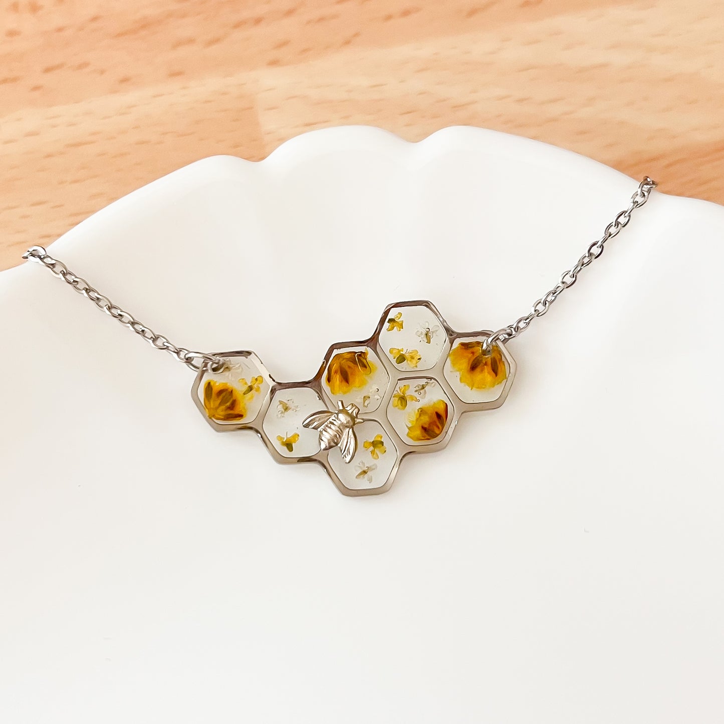 Honeycomb and Bee Necklace