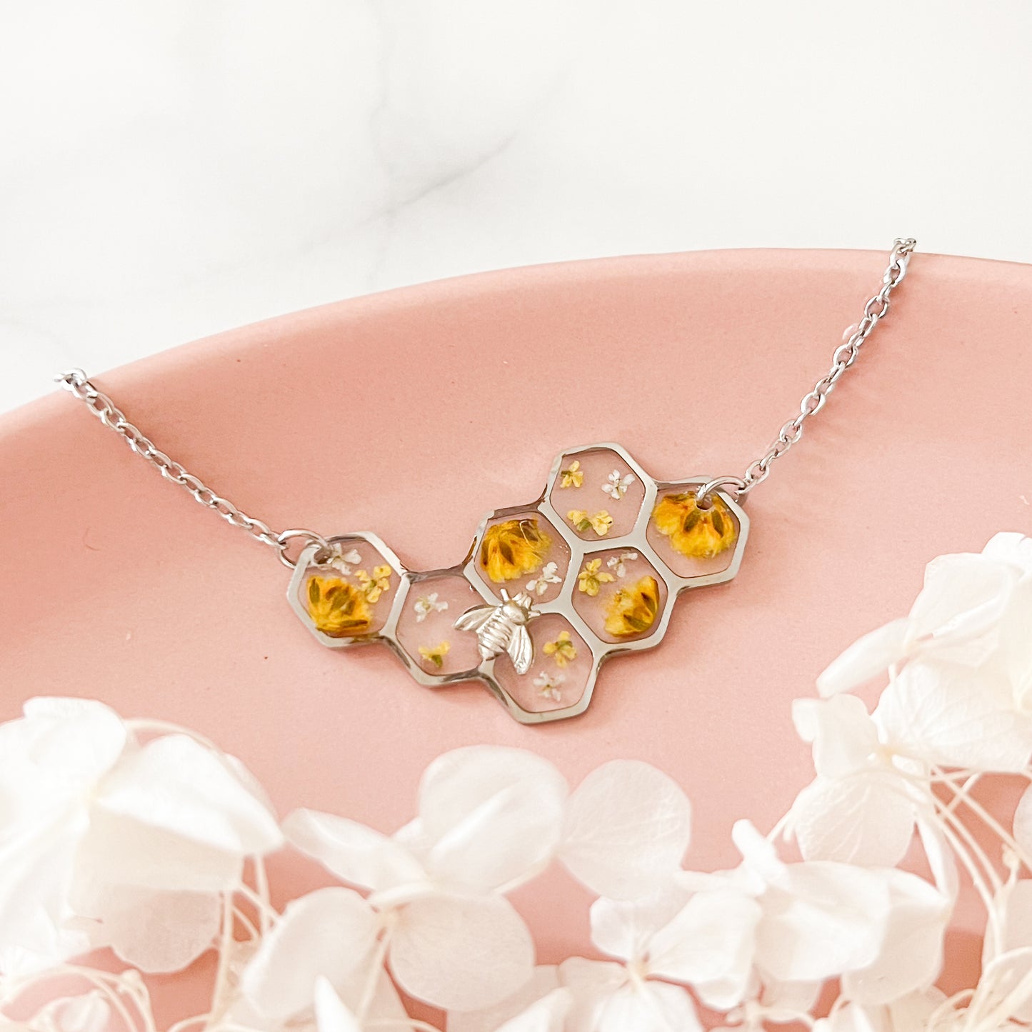 Honeycomb and Bee Necklace