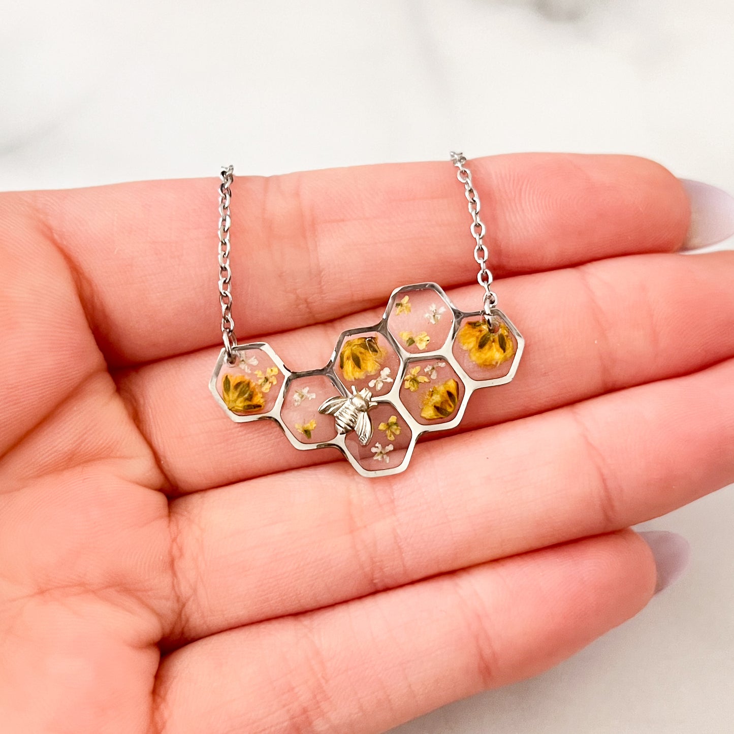 Honeycomb and Bee Necklace