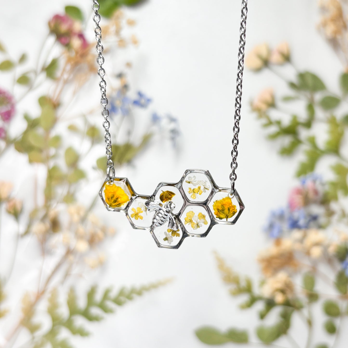Honeycomb and Bee Necklace