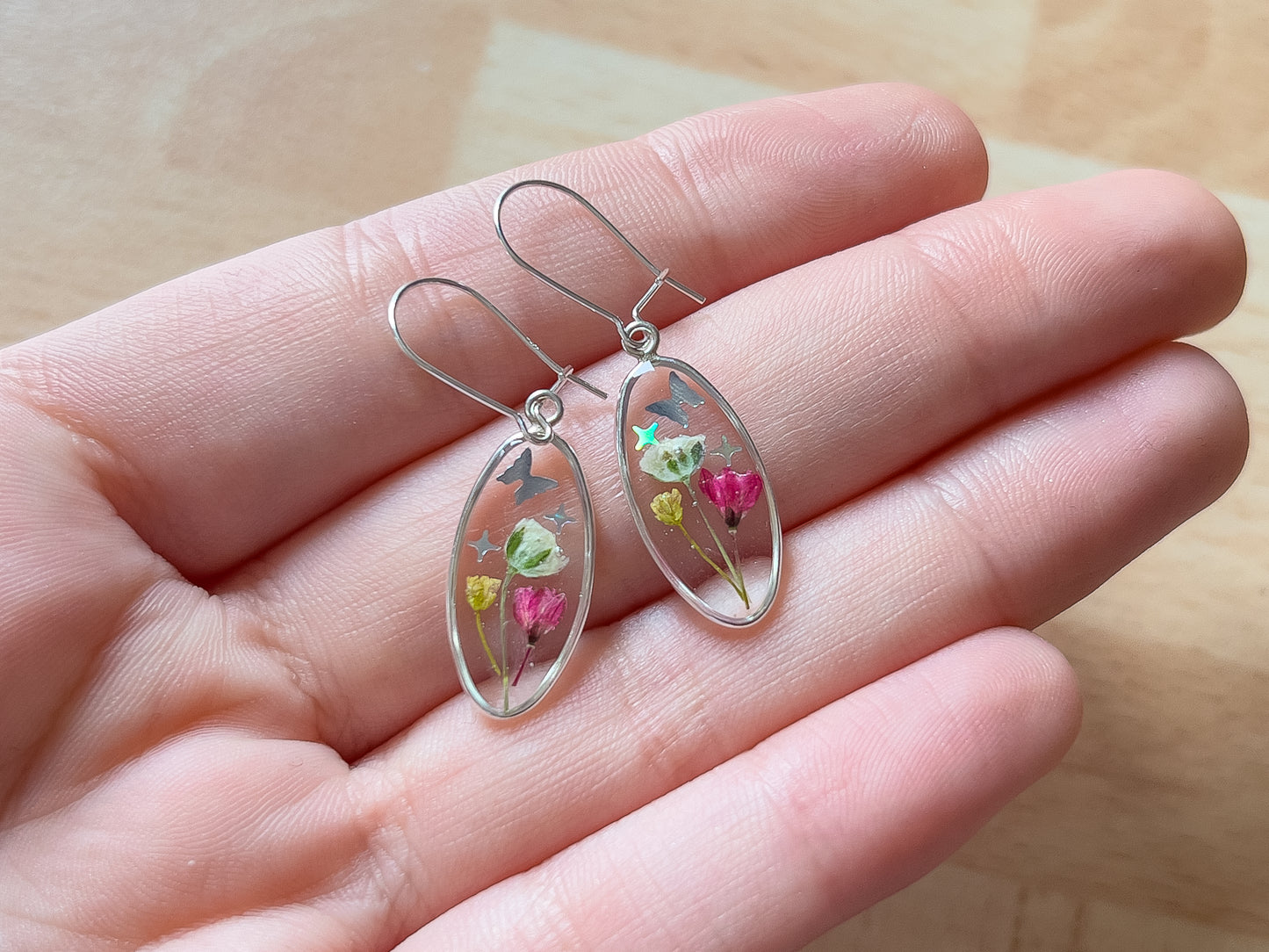 Floral Oval Dangle Earrings