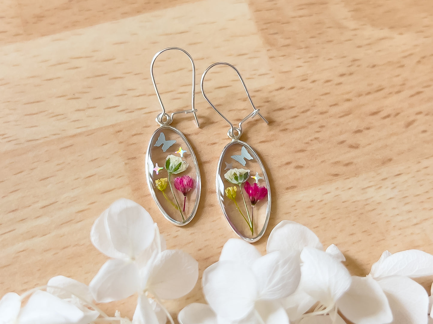 Floral Oval Dangle Earrings
