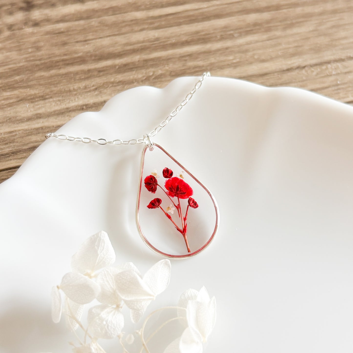 Sterling Silver Poppy Necklace