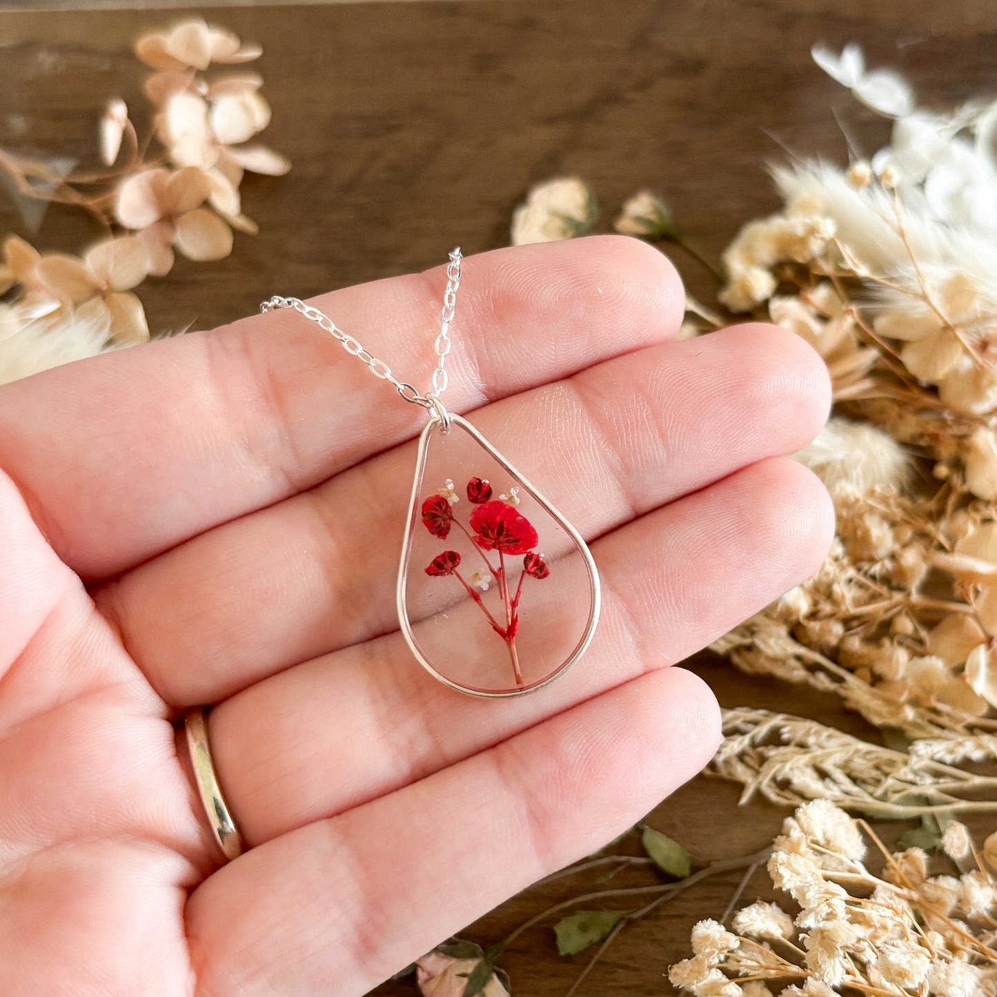 Sterling Silver Poppy Necklace