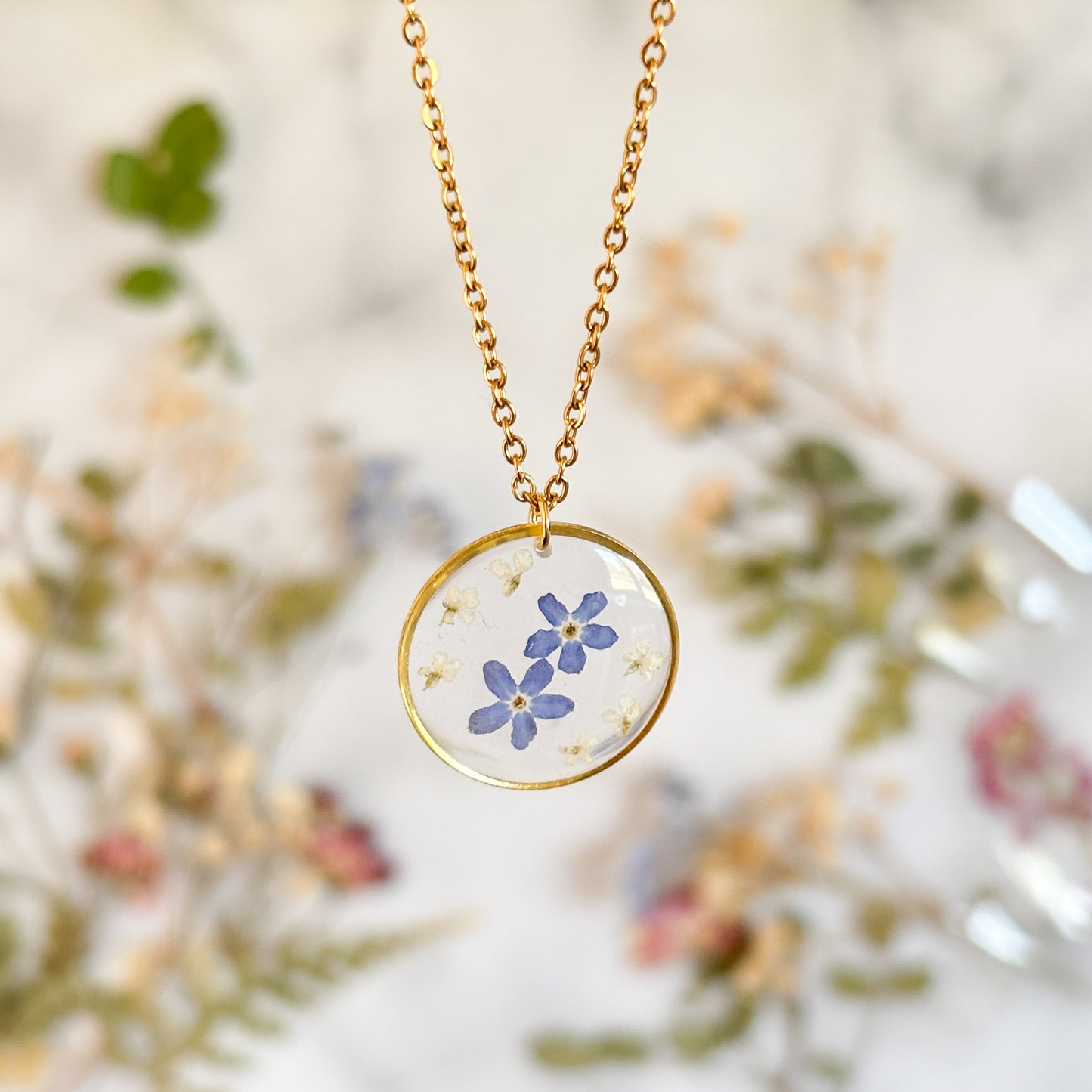 Gold Forget-Me-Not Necklace