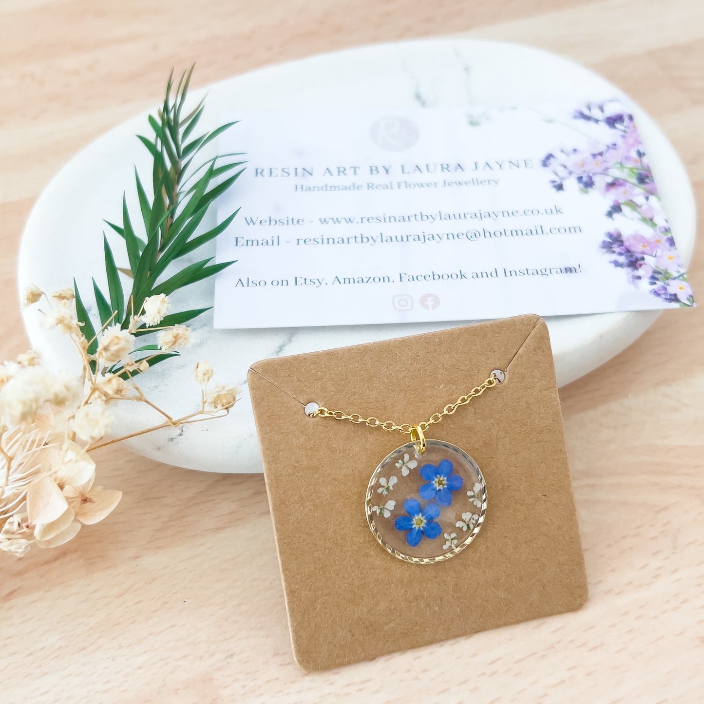 Gold Textured Forget-Me-Not Necklace