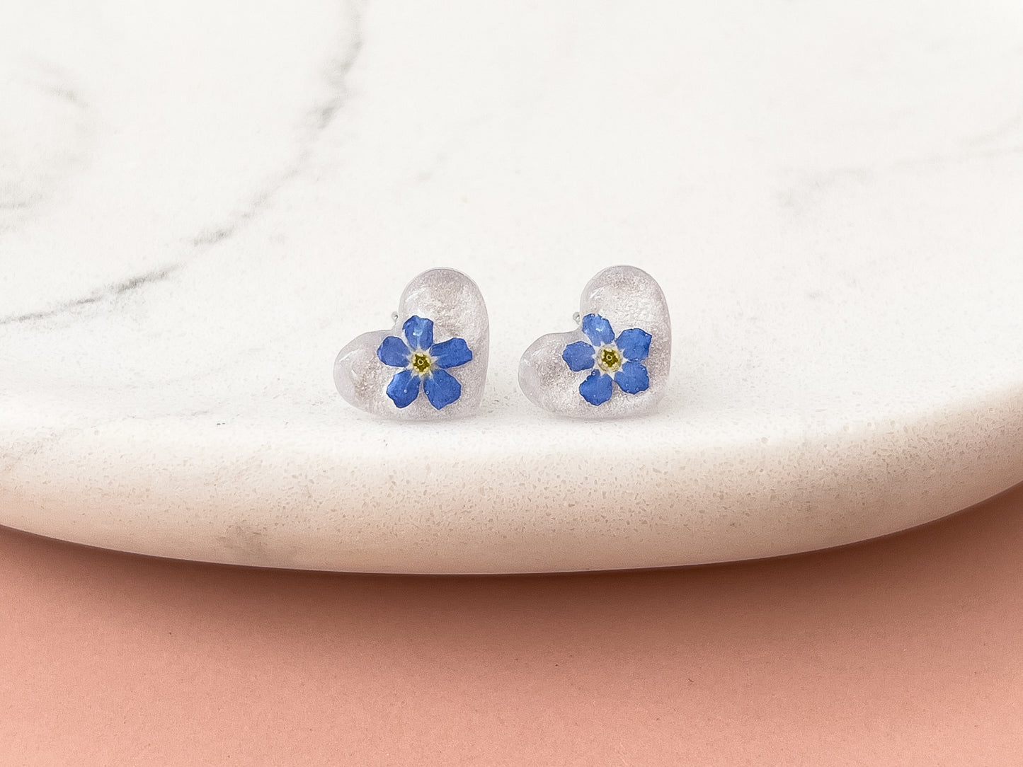 Forget-Me-Not Heart Studs