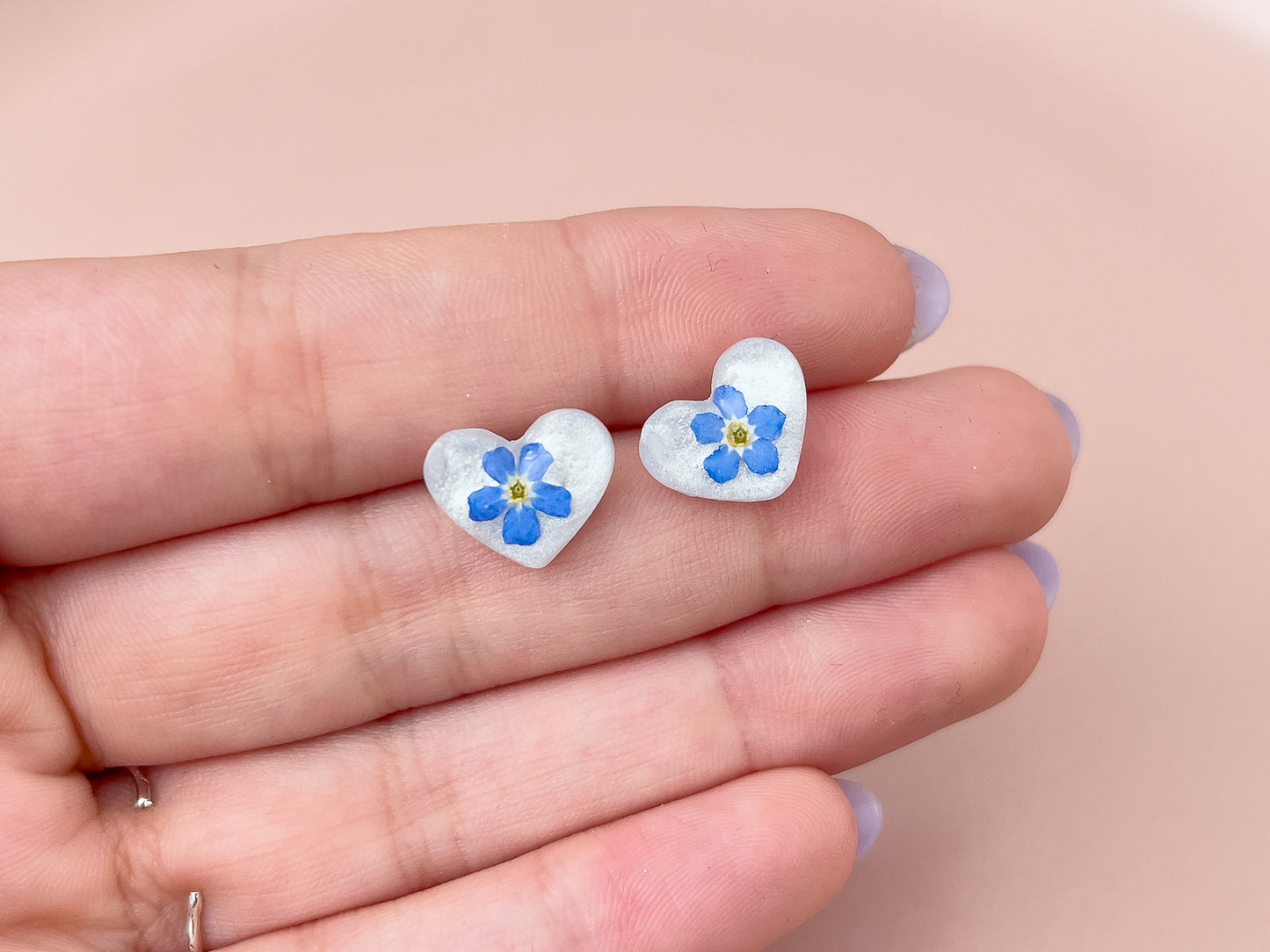 Forget-Me-Not Heart Studs