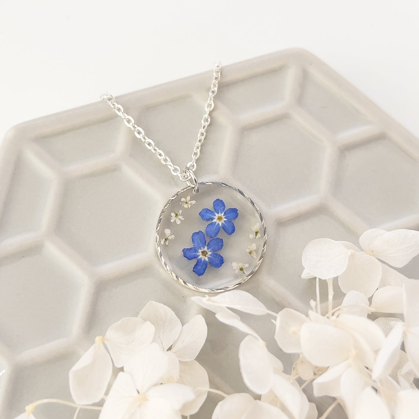 Hammered Forget-Me-Not Necklace
