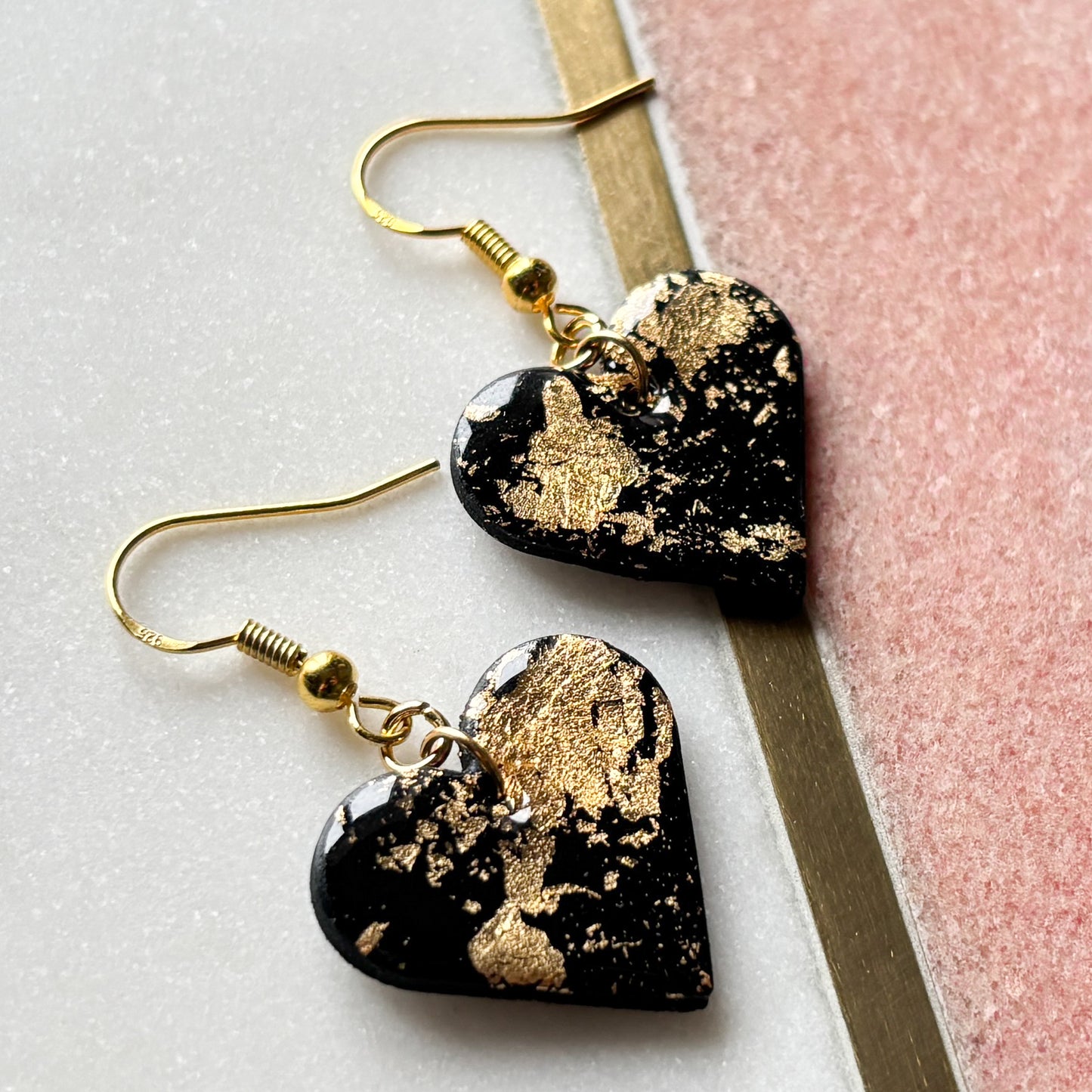 Gold Flake Heart Earrings