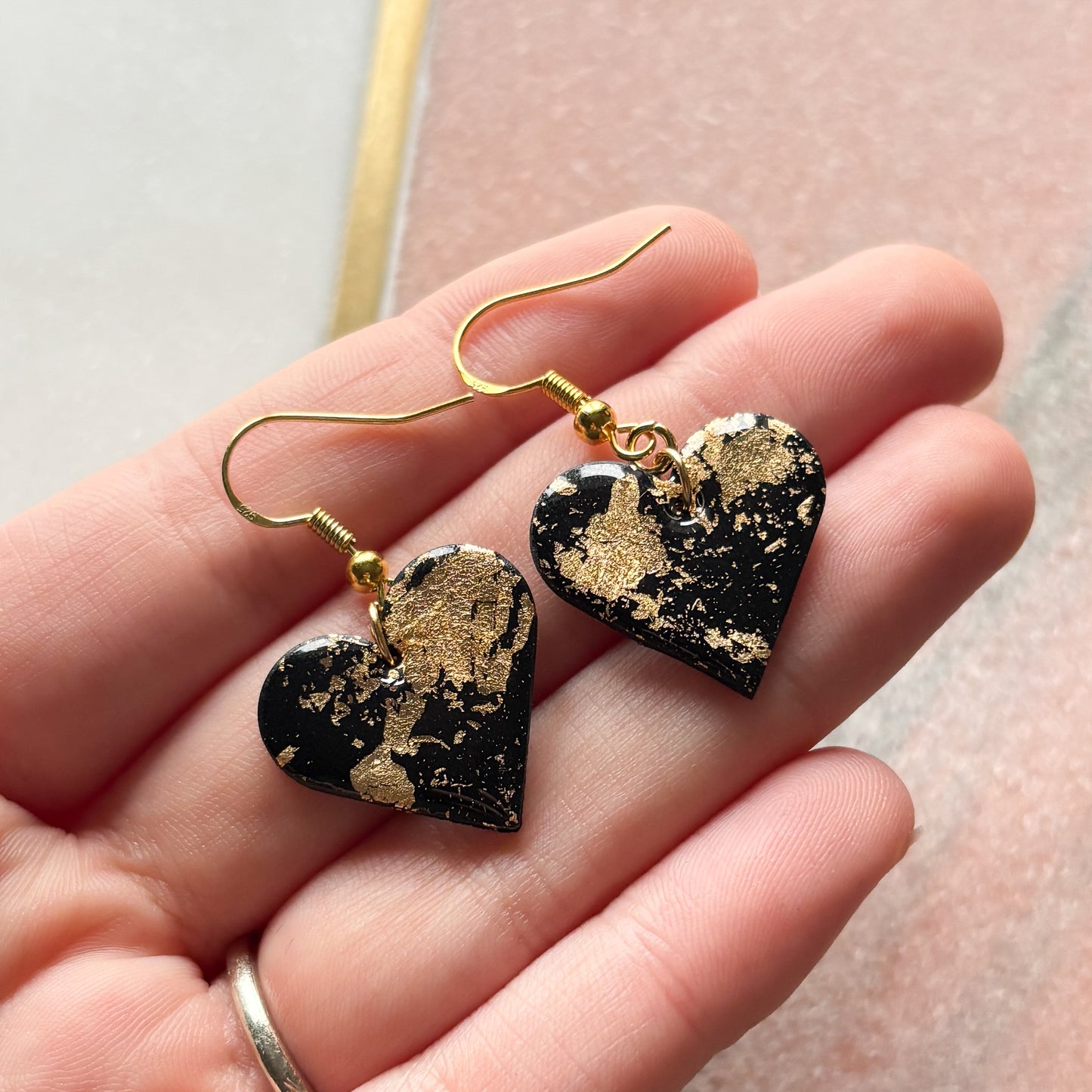 Gold Flake Heart Earrings
