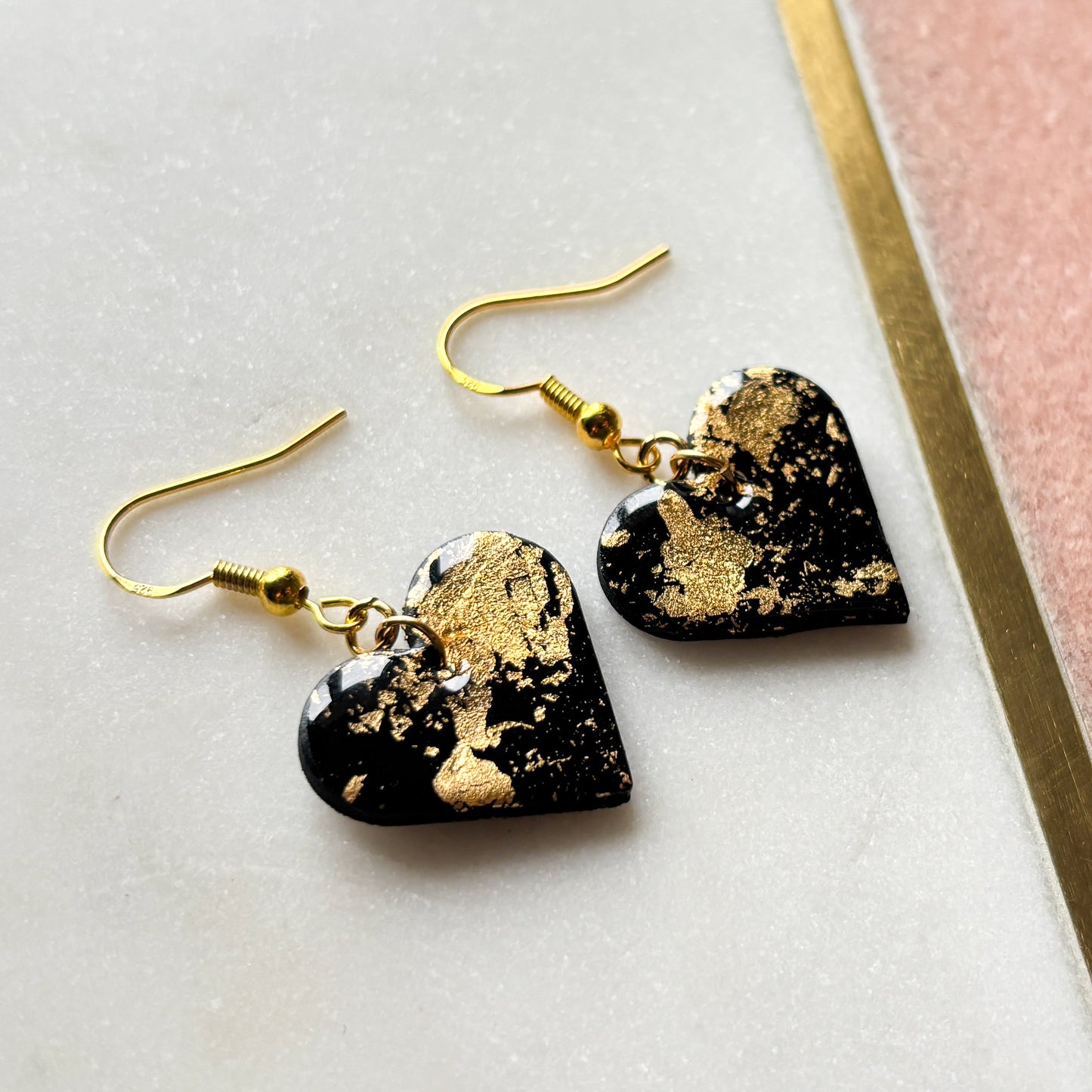 Gold Flake Heart Earrings