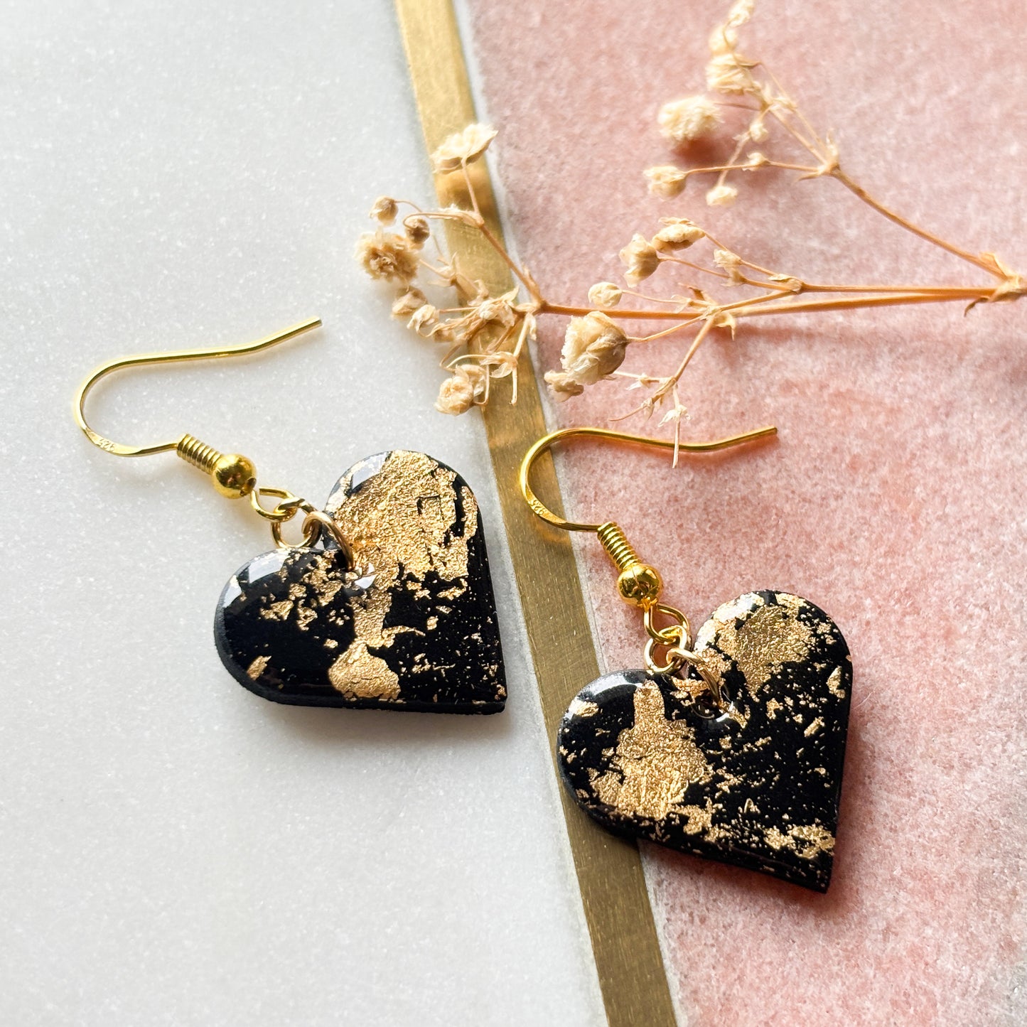 Gold Flake Heart Earrings