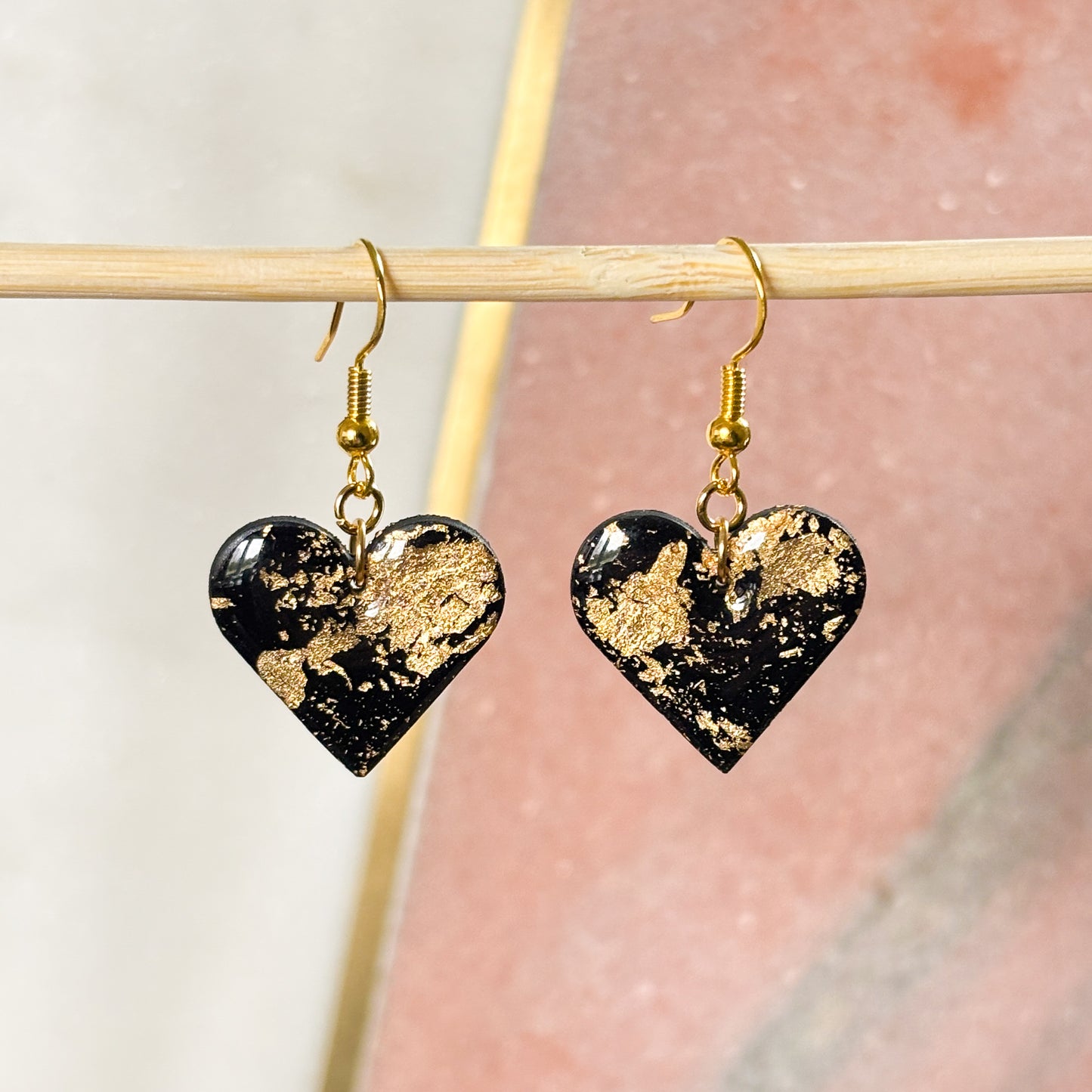 Gold Flake Heart Earrings