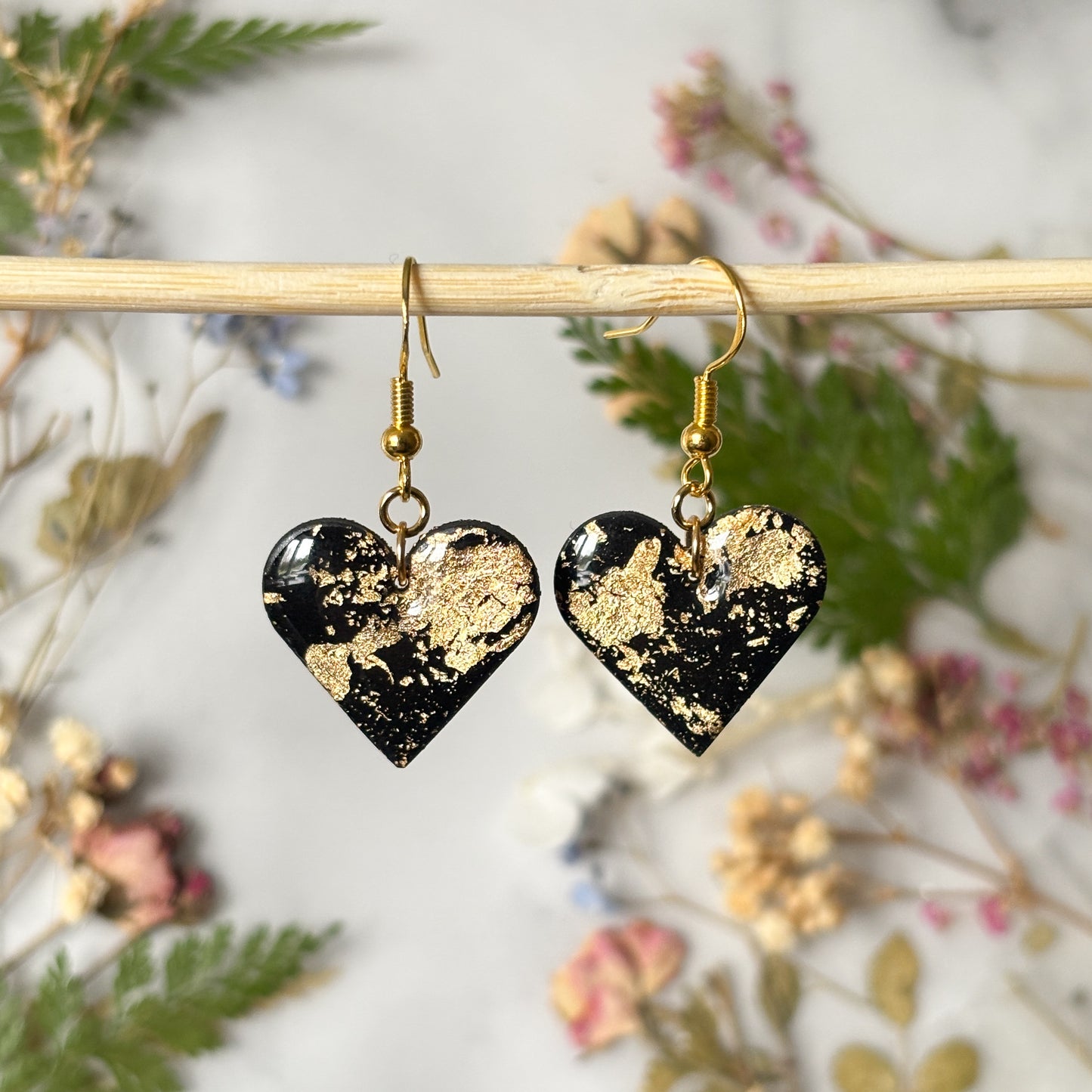 Gold Flake Heart Earrings