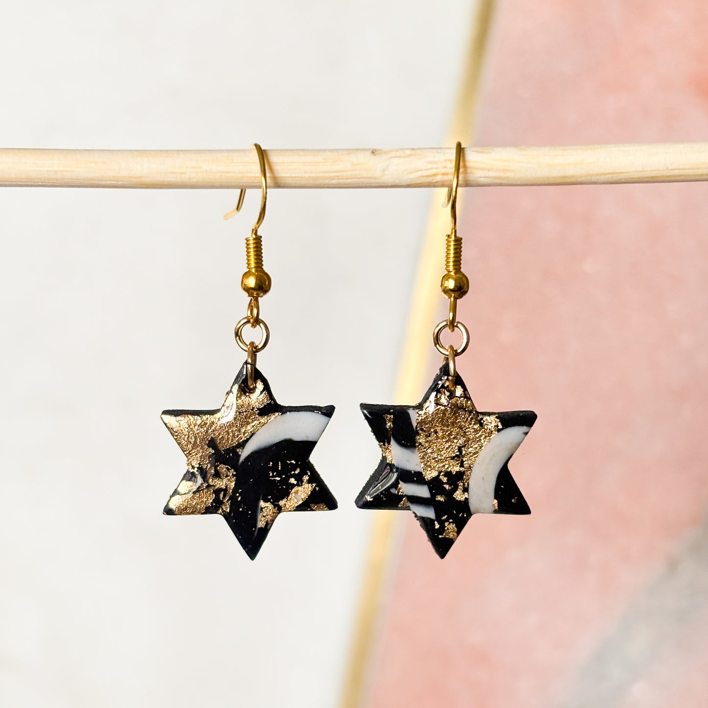 Gold Flake Star Earrings