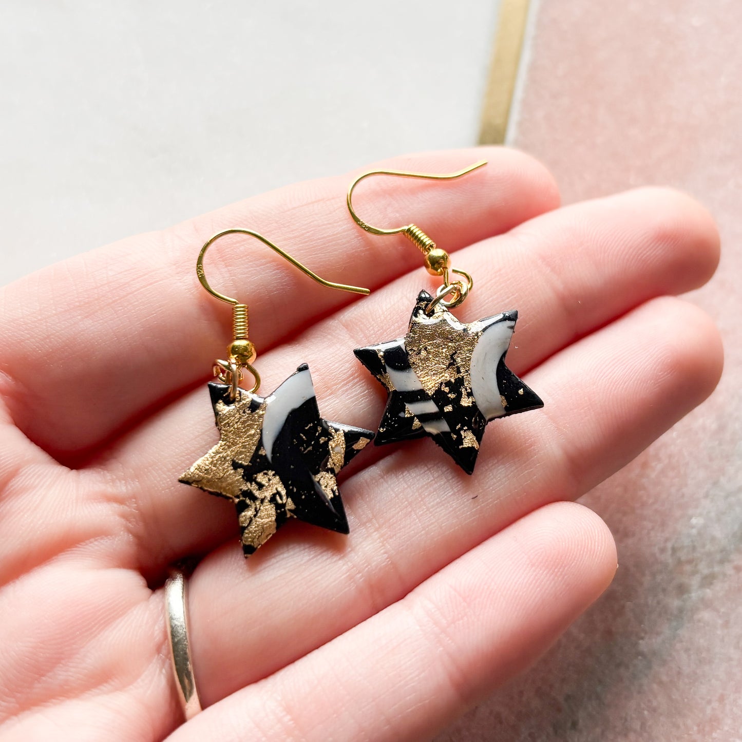 Gold Flake Star Earrings