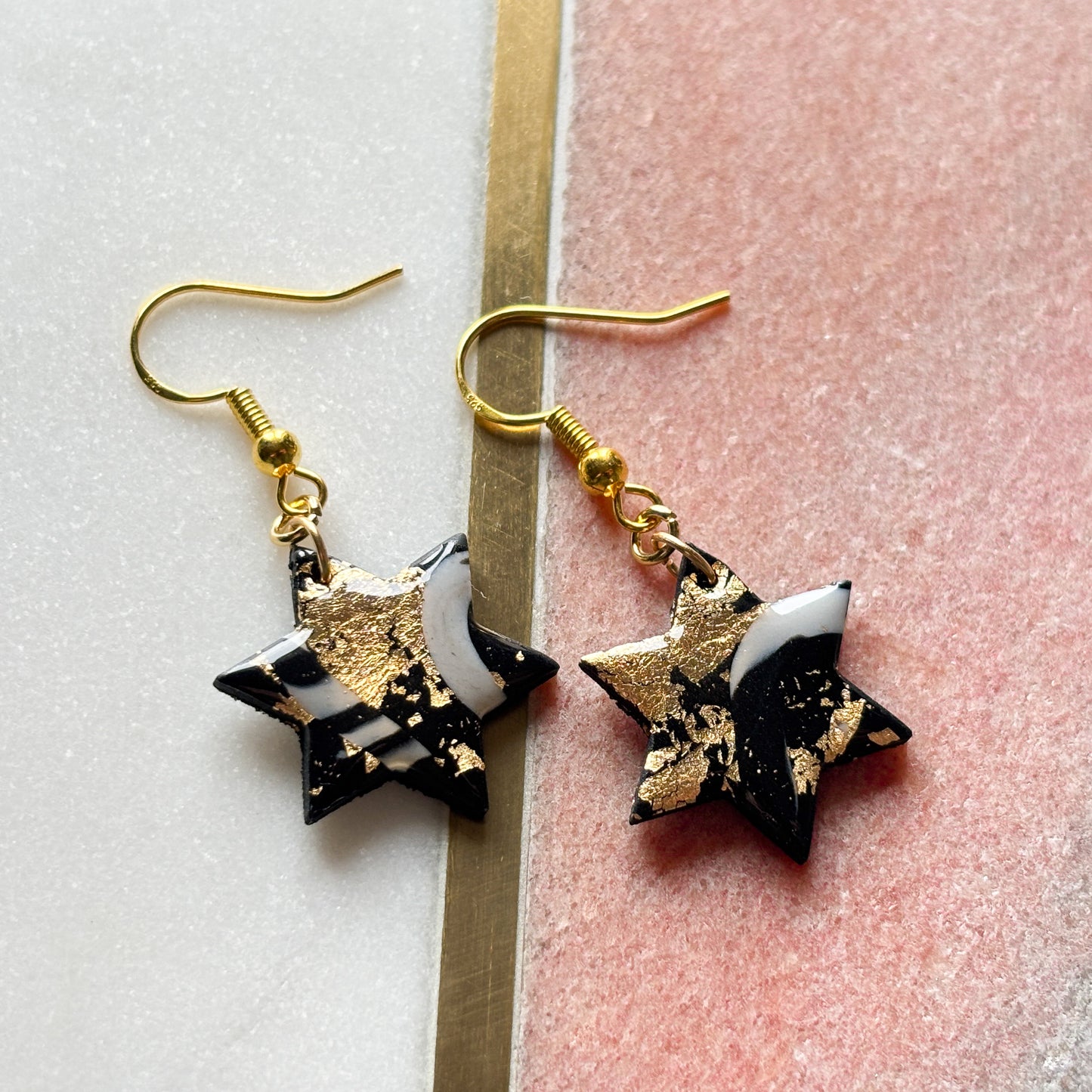 Gold Flake Star Earrings