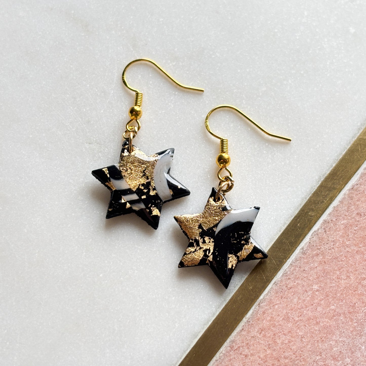 Gold Flake Star Earrings