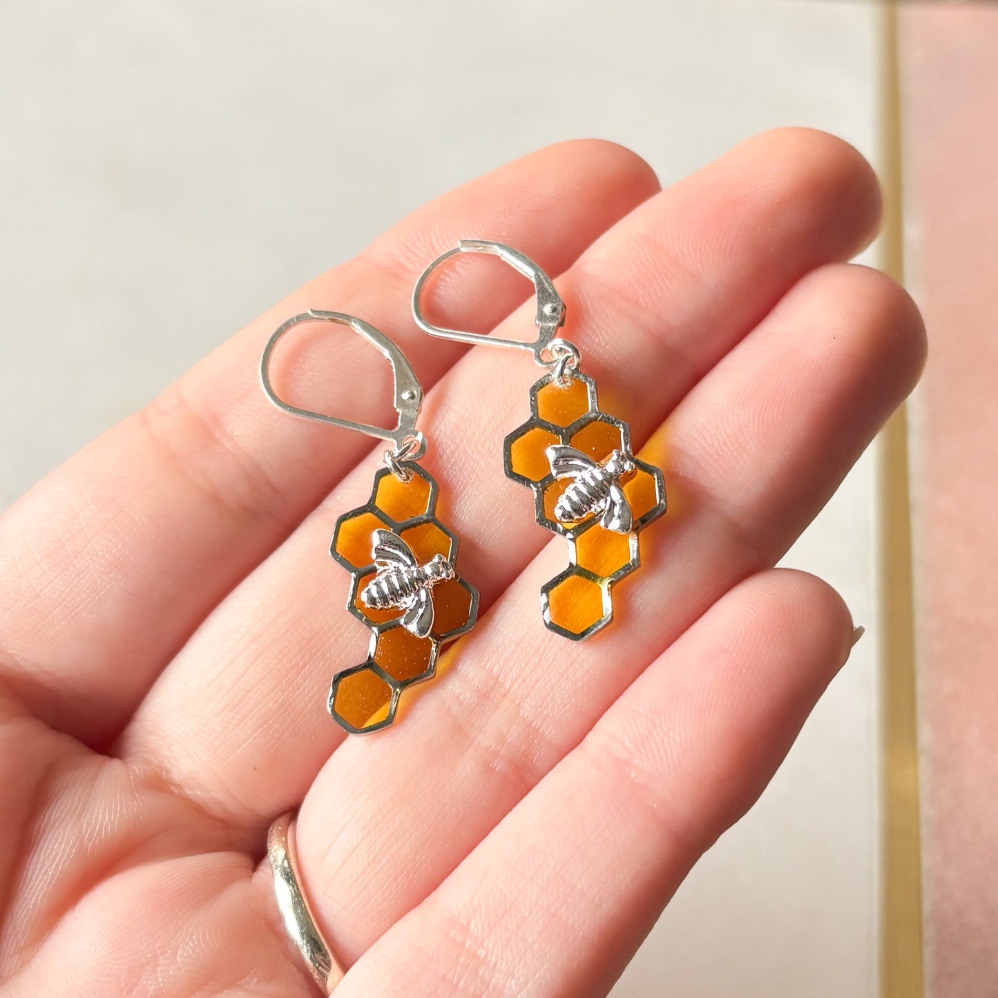 Honeycomb Bee Earrings