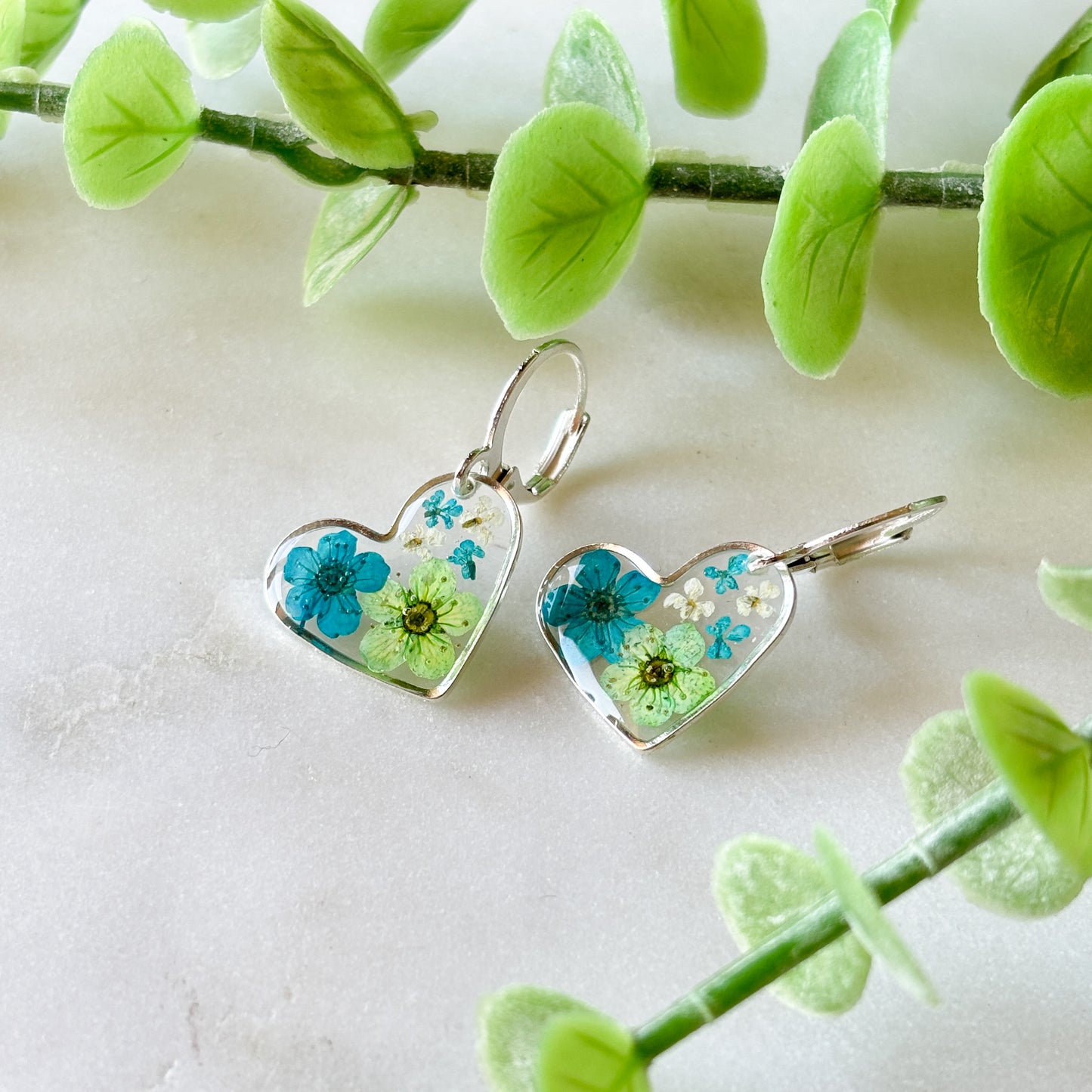 Turquoise Floral Hearts