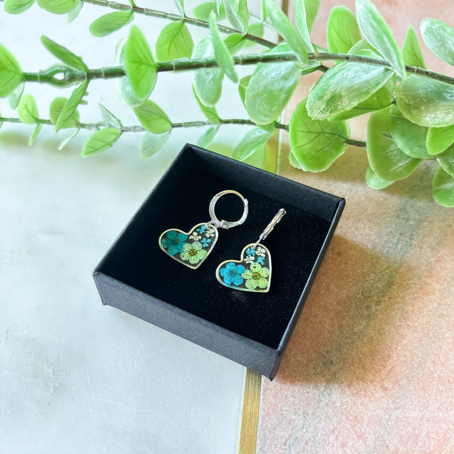 Turquoise Floral Hearts