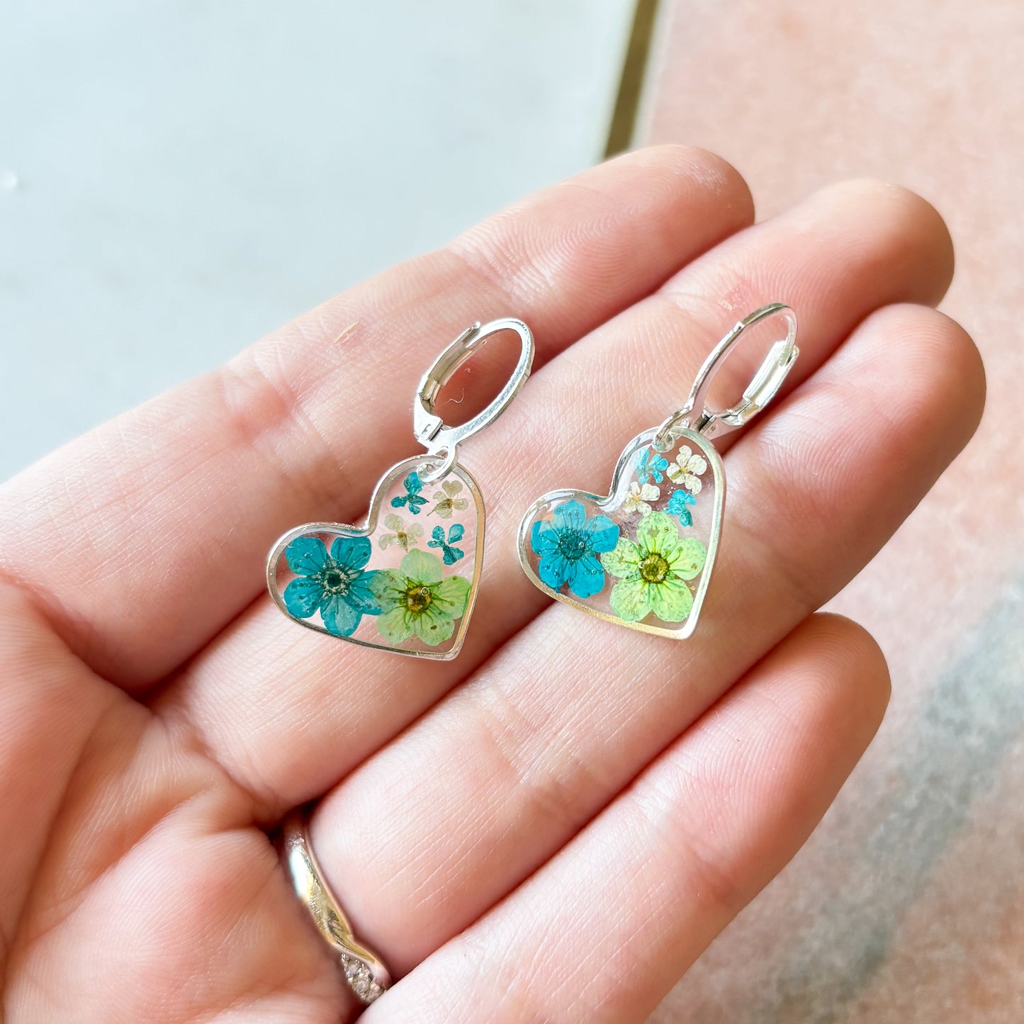 Turquoise Floral Hearts