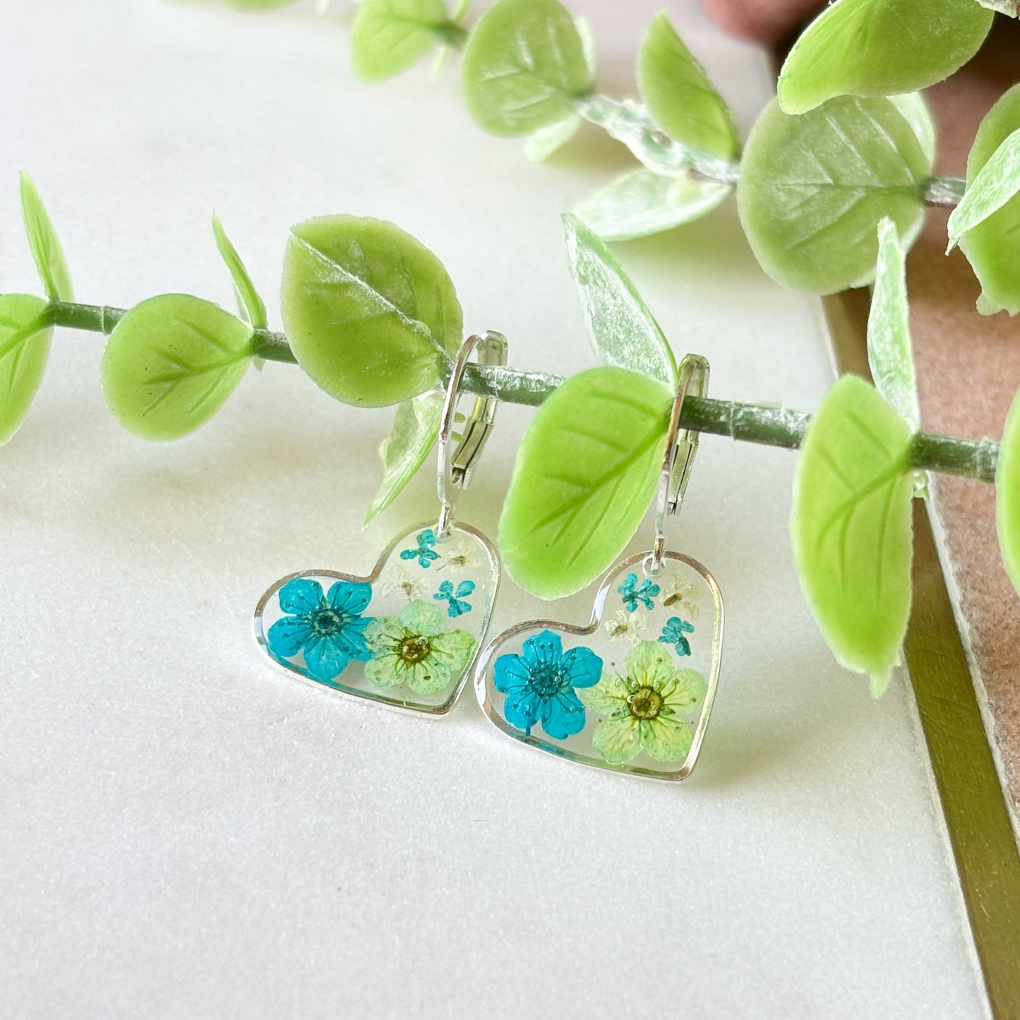 Turquoise Floral Hearts