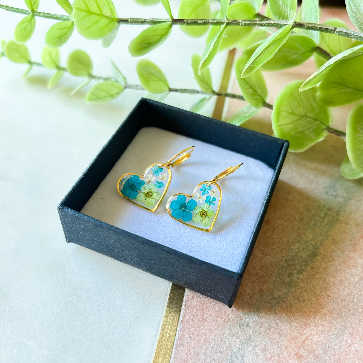 Turquoise Floral Hearts
