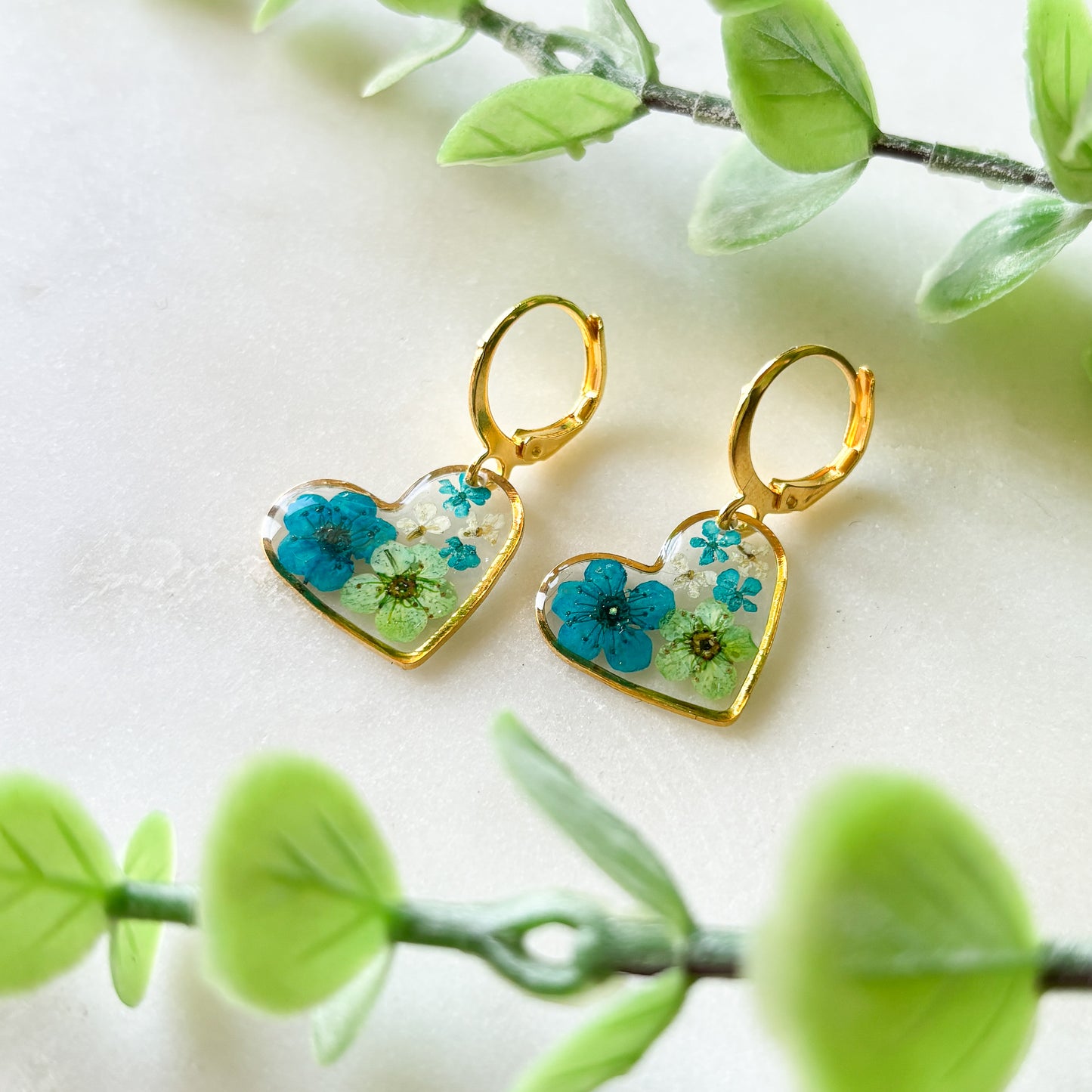 Turquoise Floral Gold Hearts