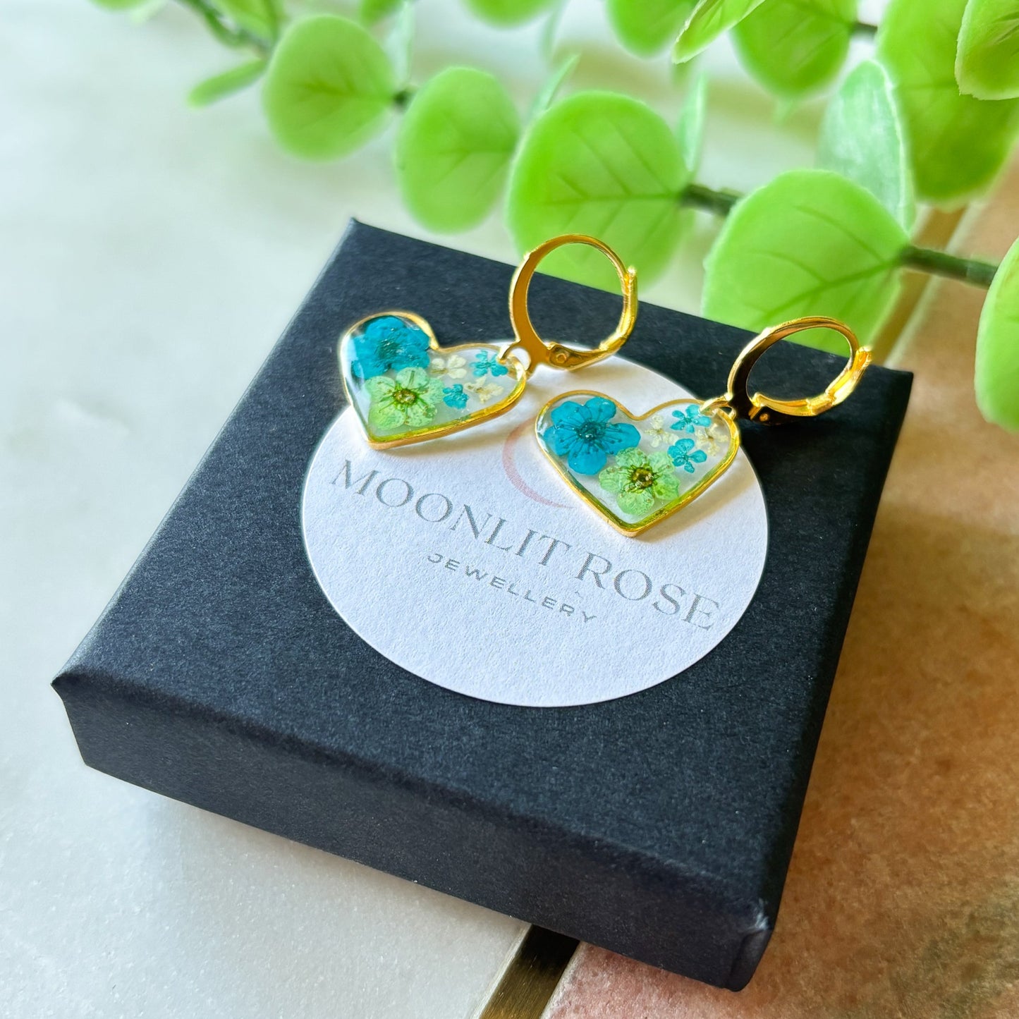 Turquoise Floral Gold Hearts