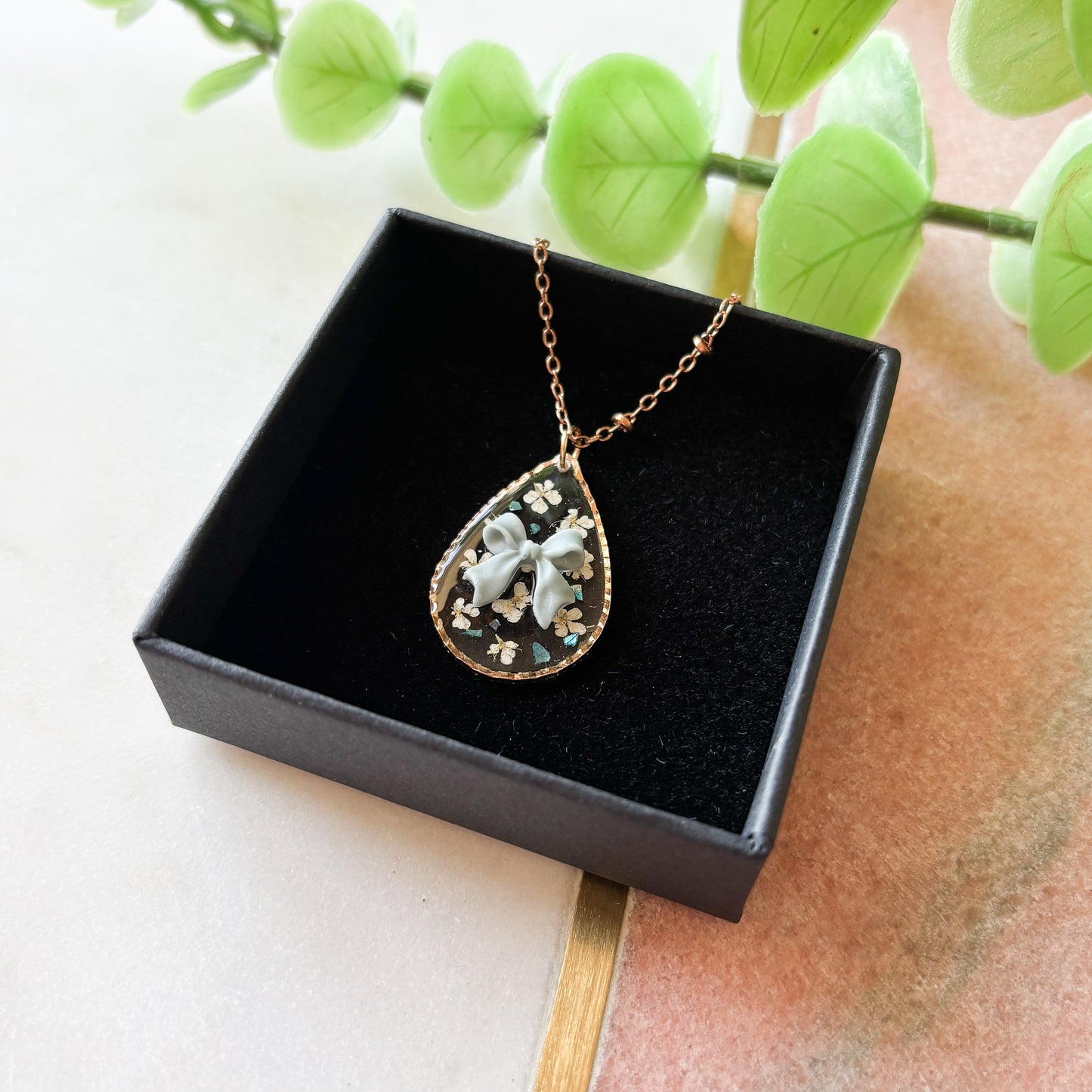 Grey Bow Necklace