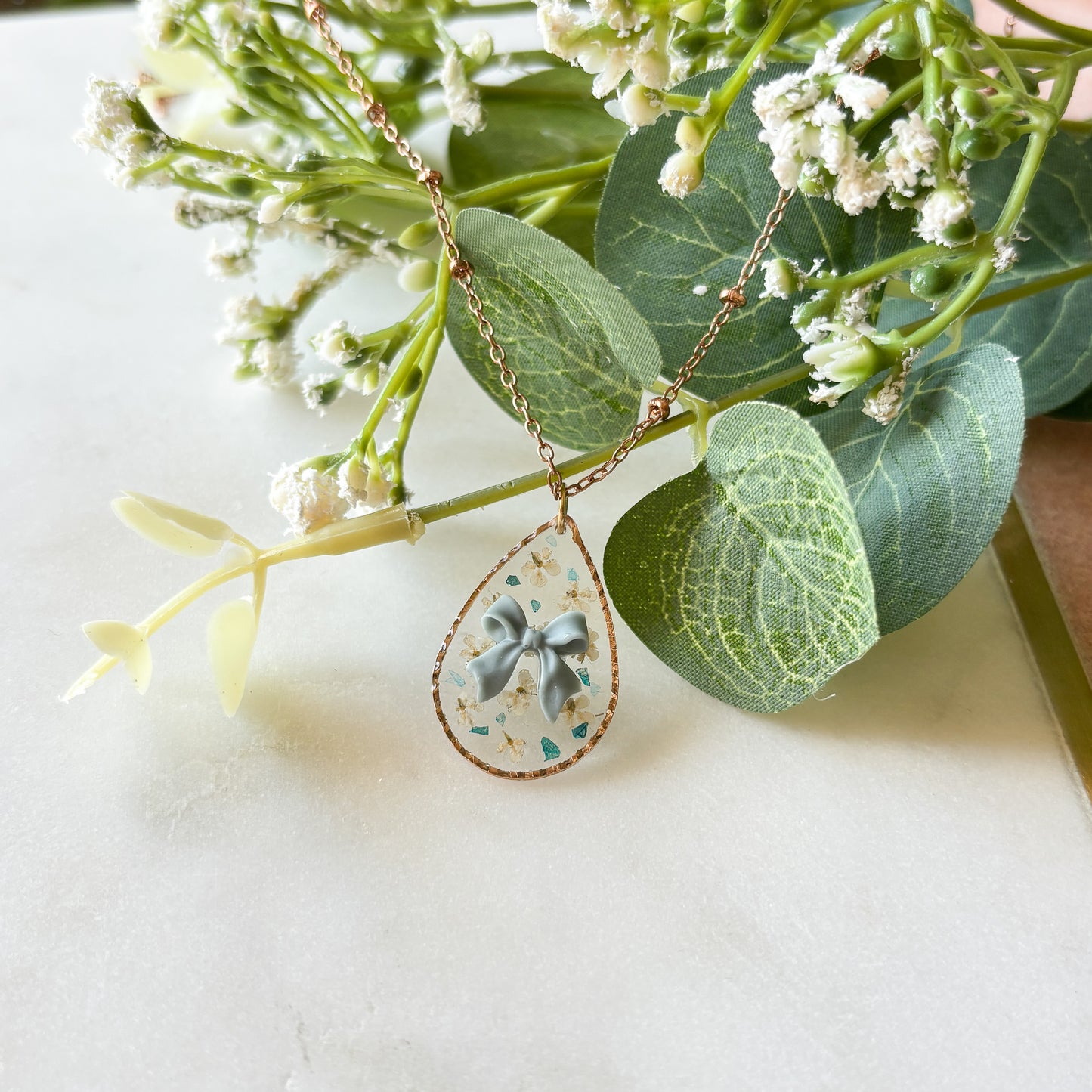 Grey Bow Necklace
