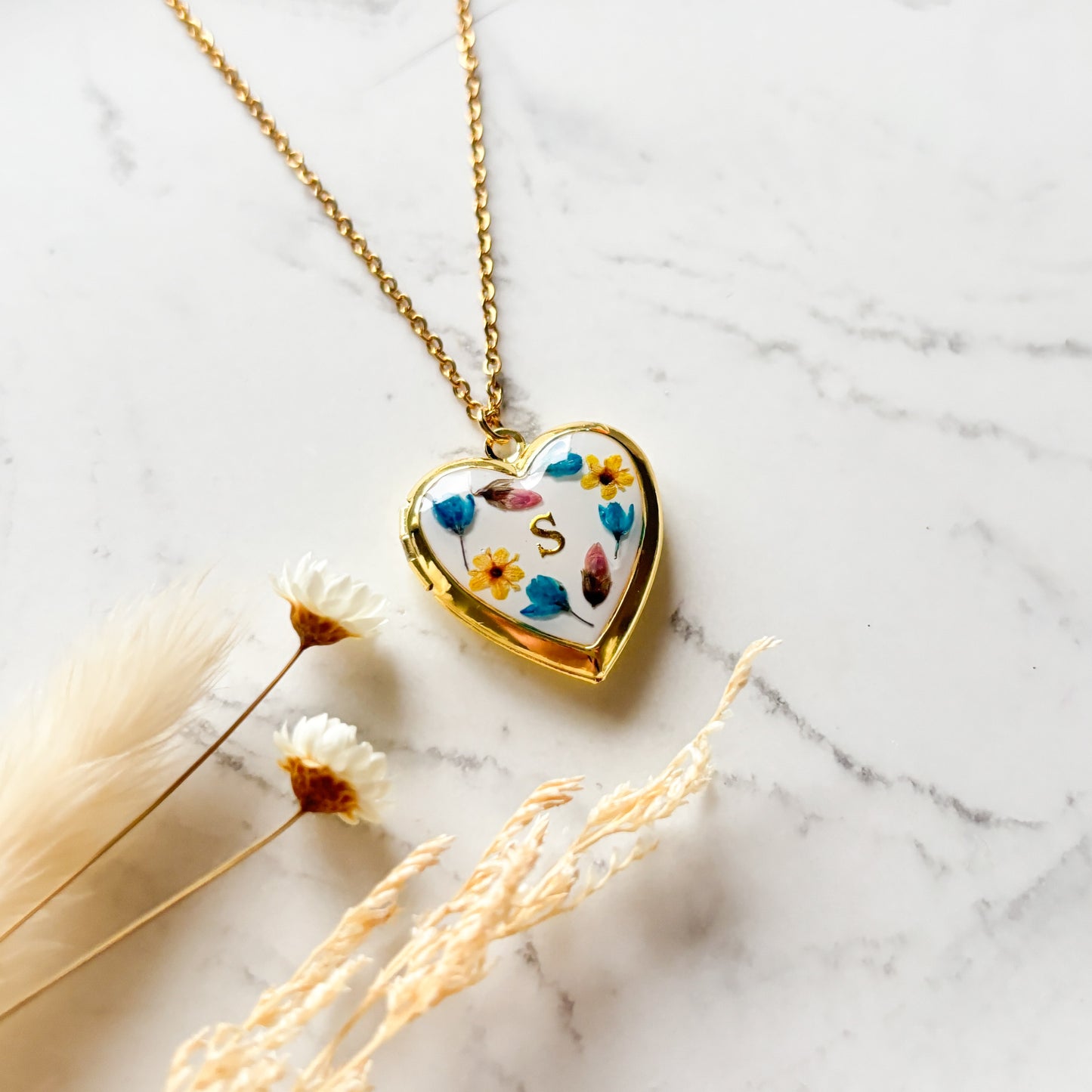 Gold Heart Initial Locket