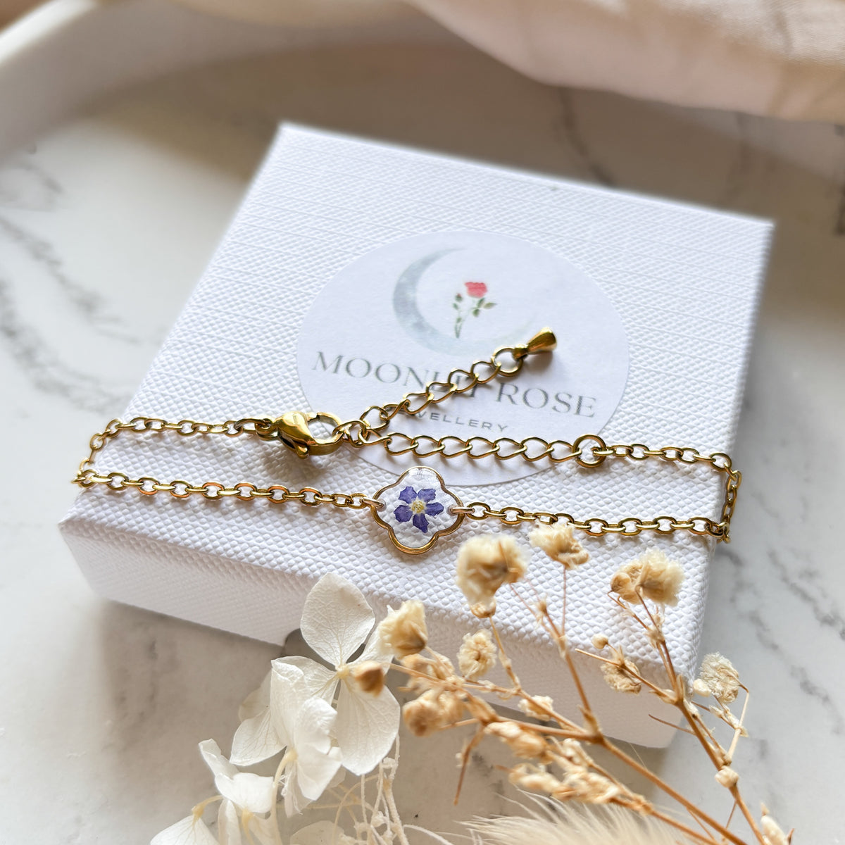 Forget-Me-Not Clover Bracelet