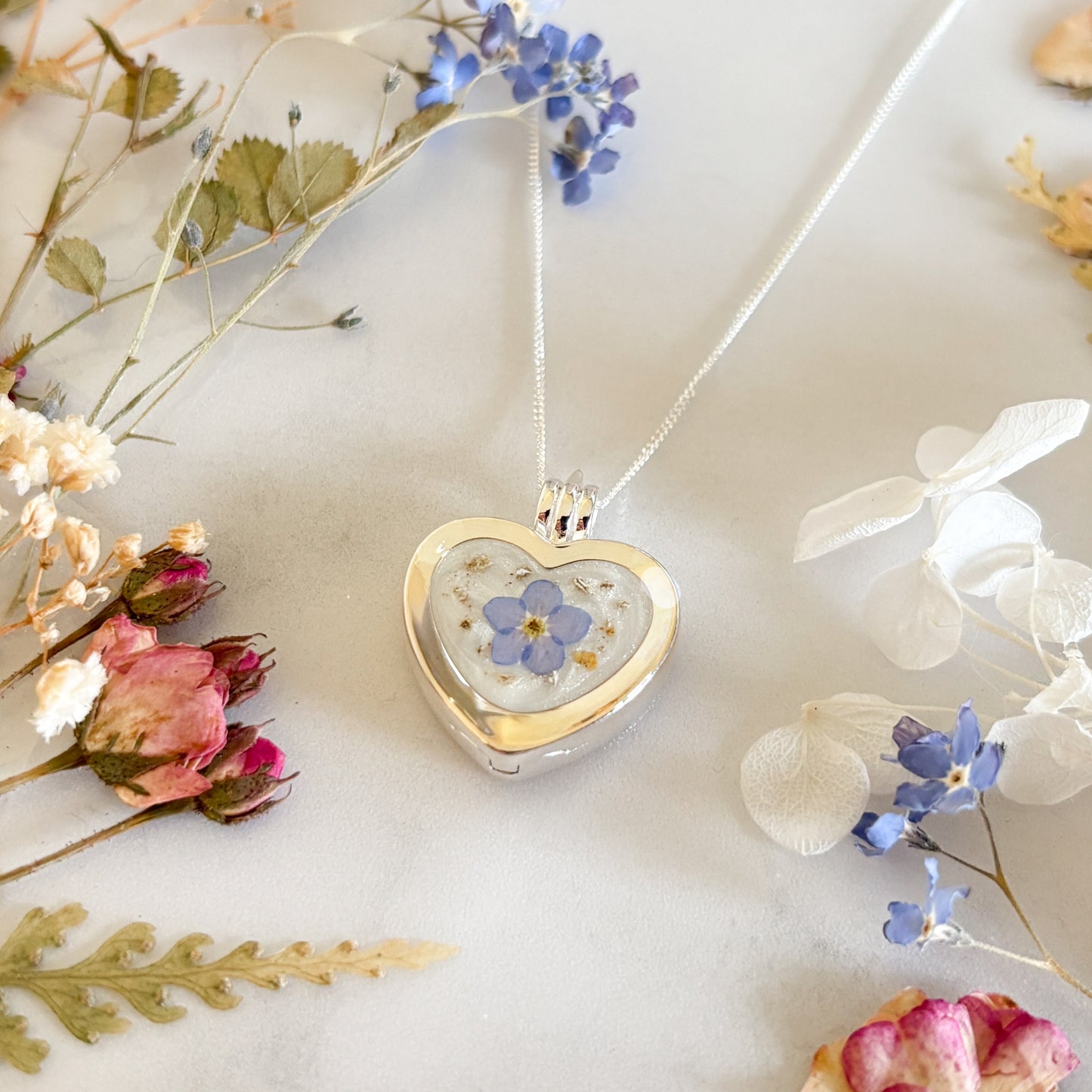 Silver Heart Ashes Locket
