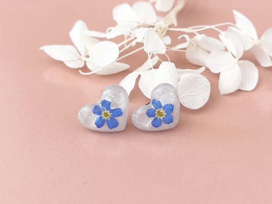 Forget-Me-Not Heart Studs