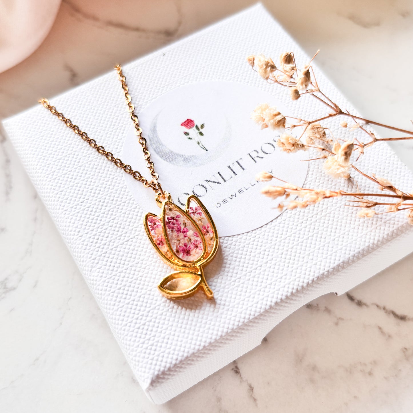 Pink Tulip Necklace