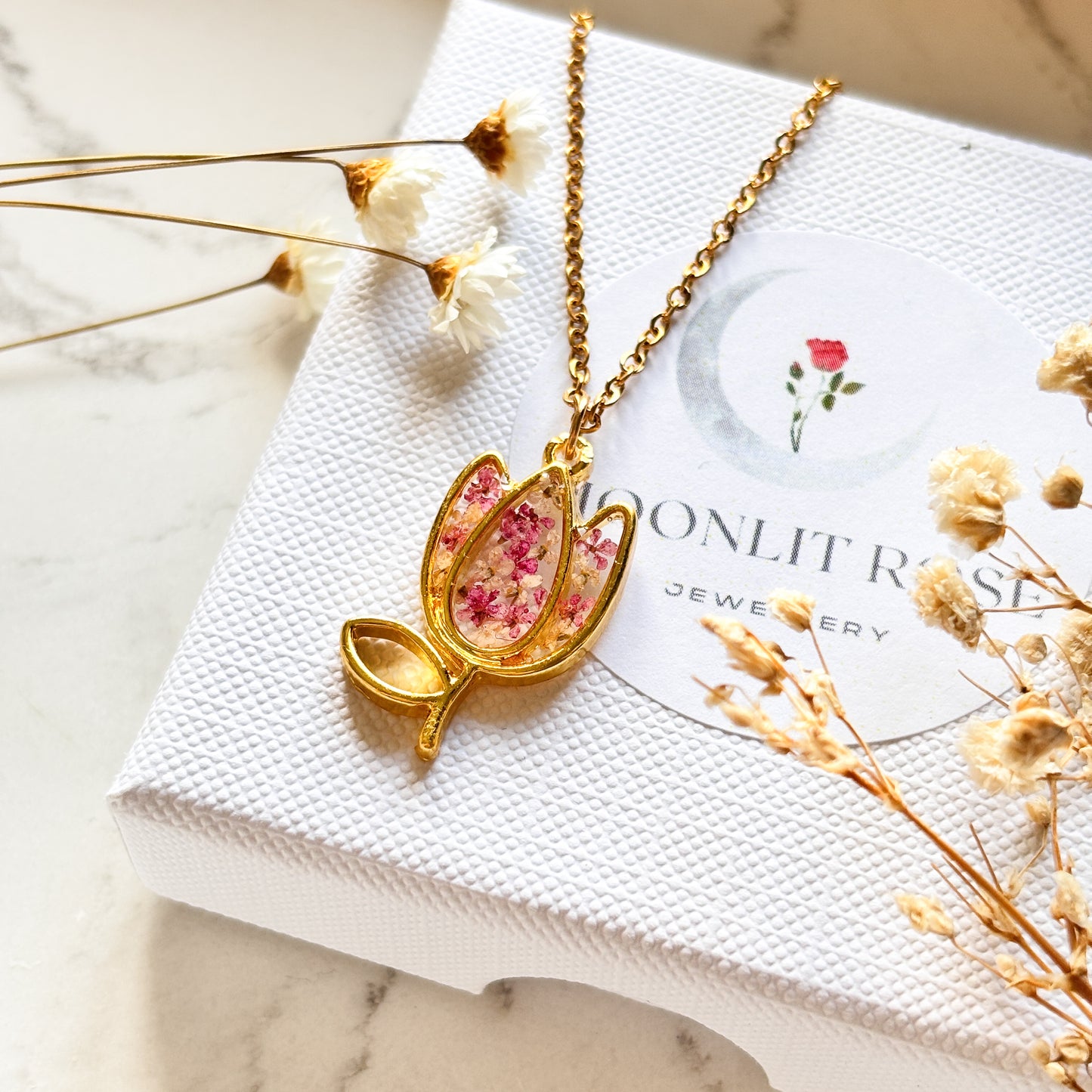 Pink Tulip Necklace