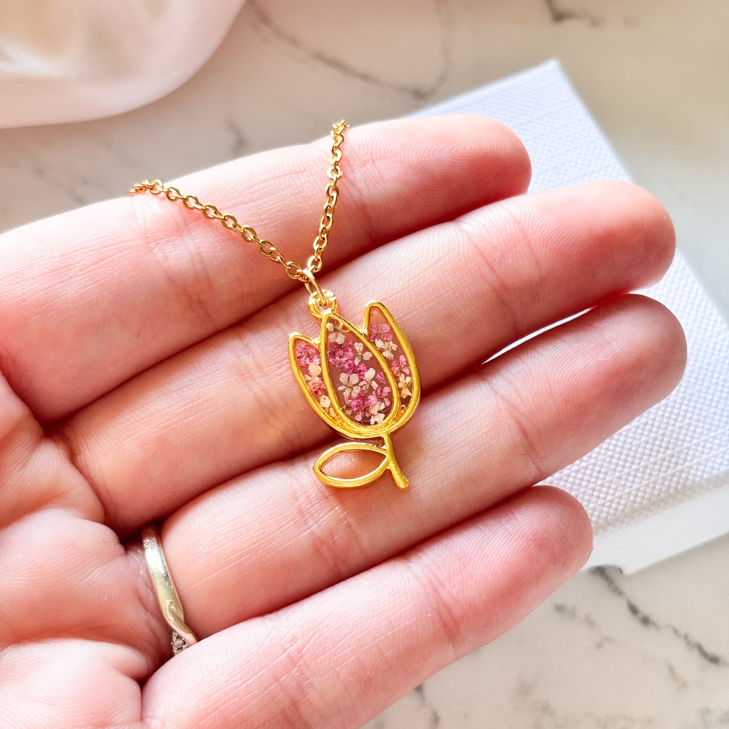 Pink Tulip Necklace