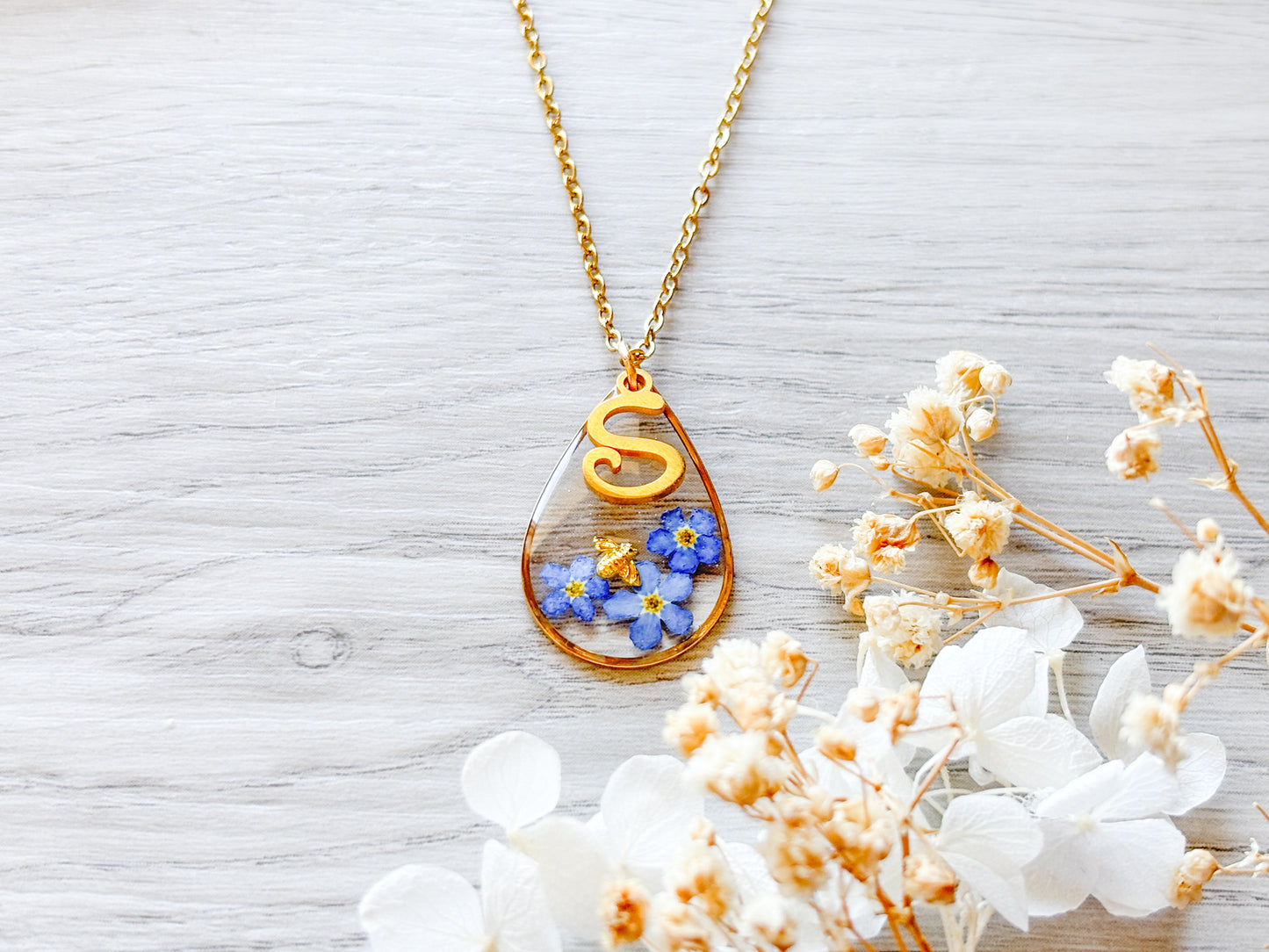 Personalised Forget Me Not Neckace