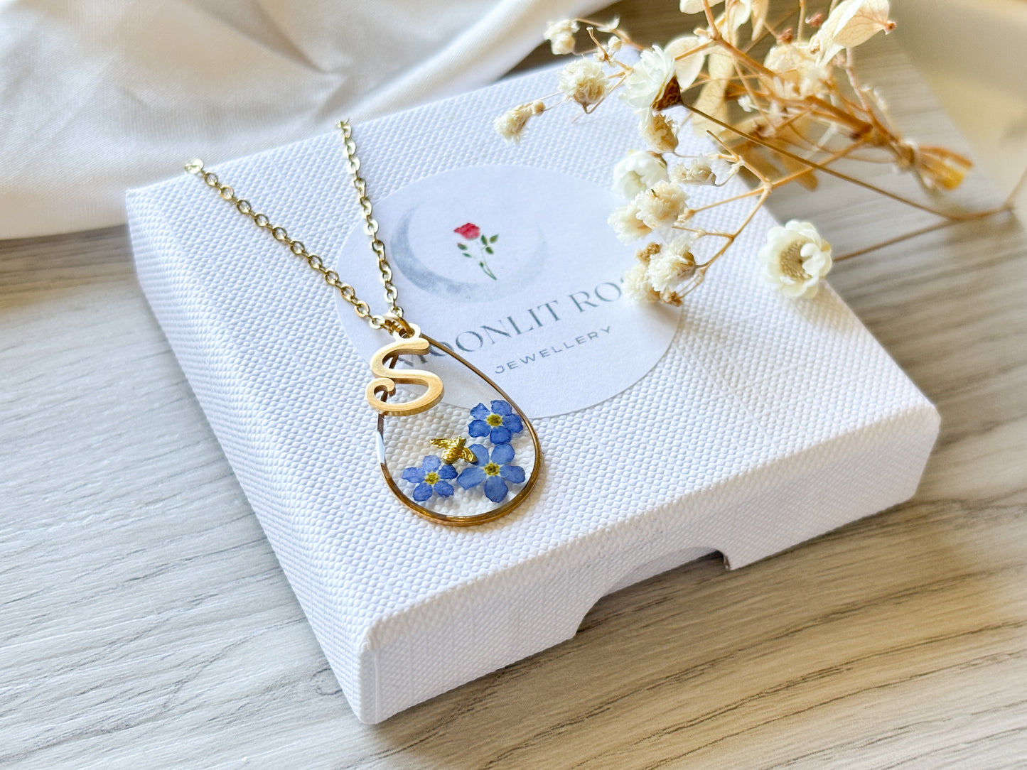 Personalised Forget Me Not Neckace