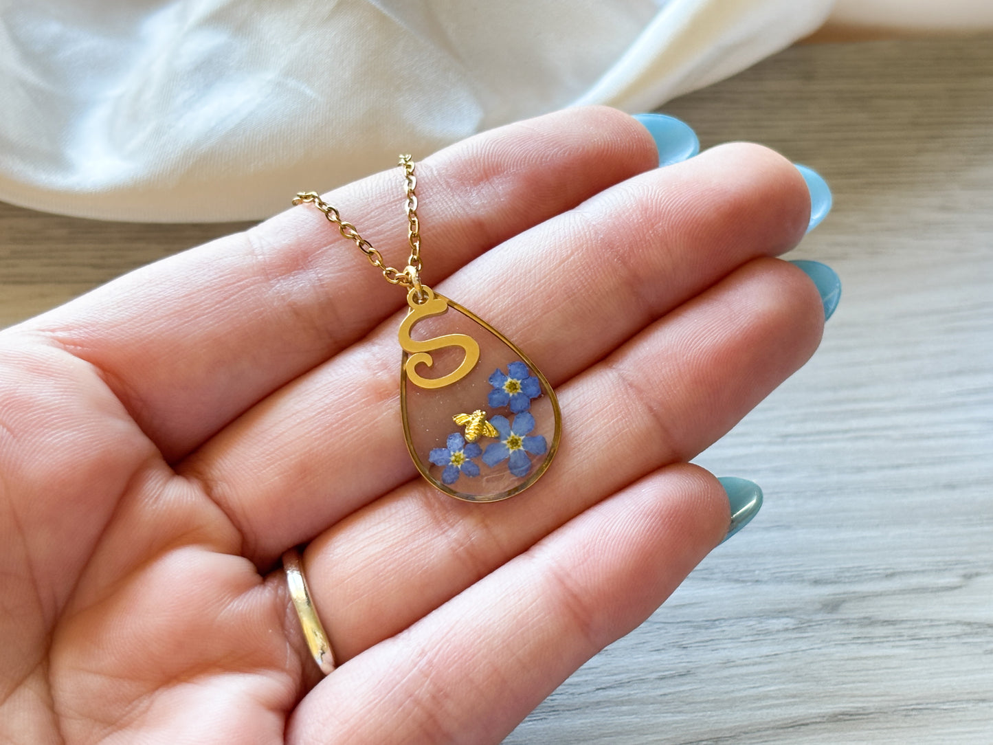 Personalised Forget Me Not Neckace
